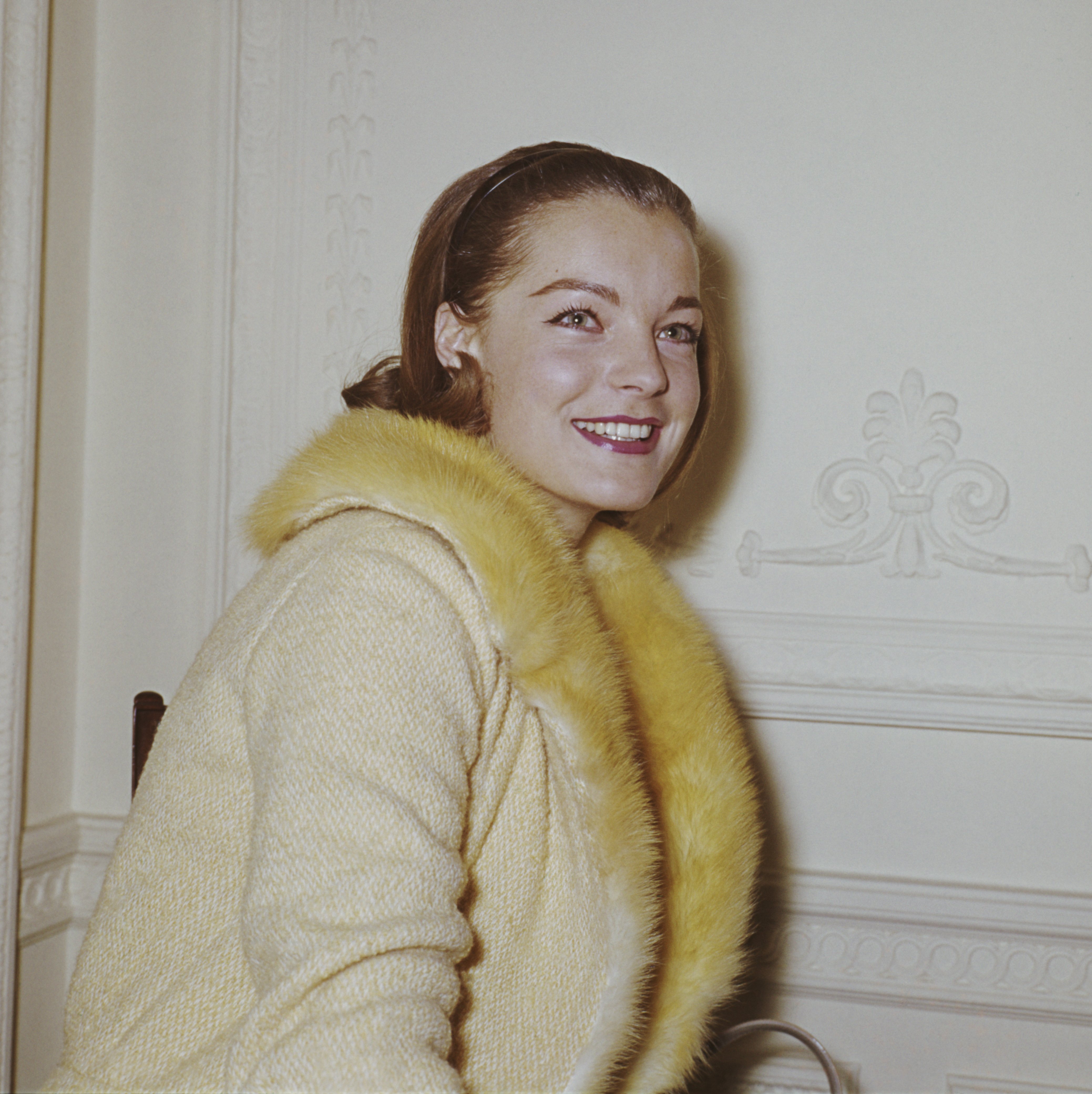 The Austrian actress Romy Schneider at the Savoy Hotel in London, January 1964, at a reception for the book author 