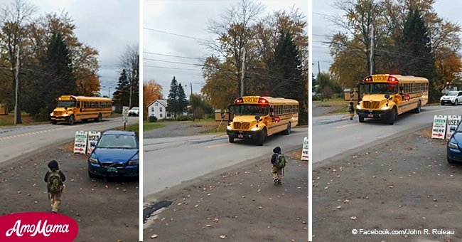 School bus driver made a safe stop maneuver to pick up a boy and it went viral