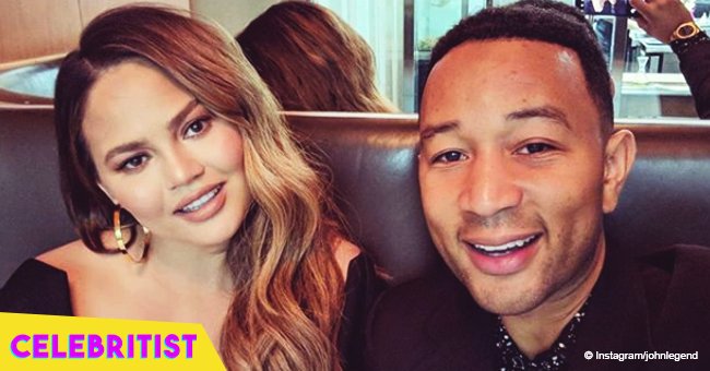 John Legend's wife stuns in ruffled blush dress with newborn son and daughter who 'is over it'