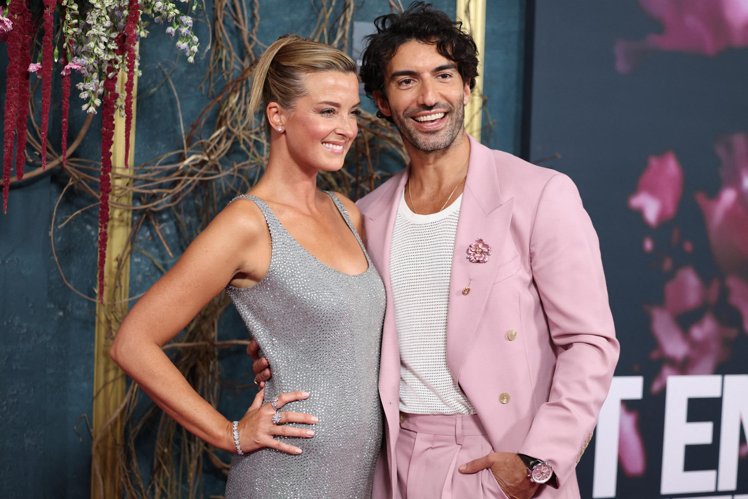 Justin Baldoni and his wife Emily at the premiere of "It Ends With Us" at AMC Lincoln Square in New York, on August 6, 2024 | Source: Getty Images