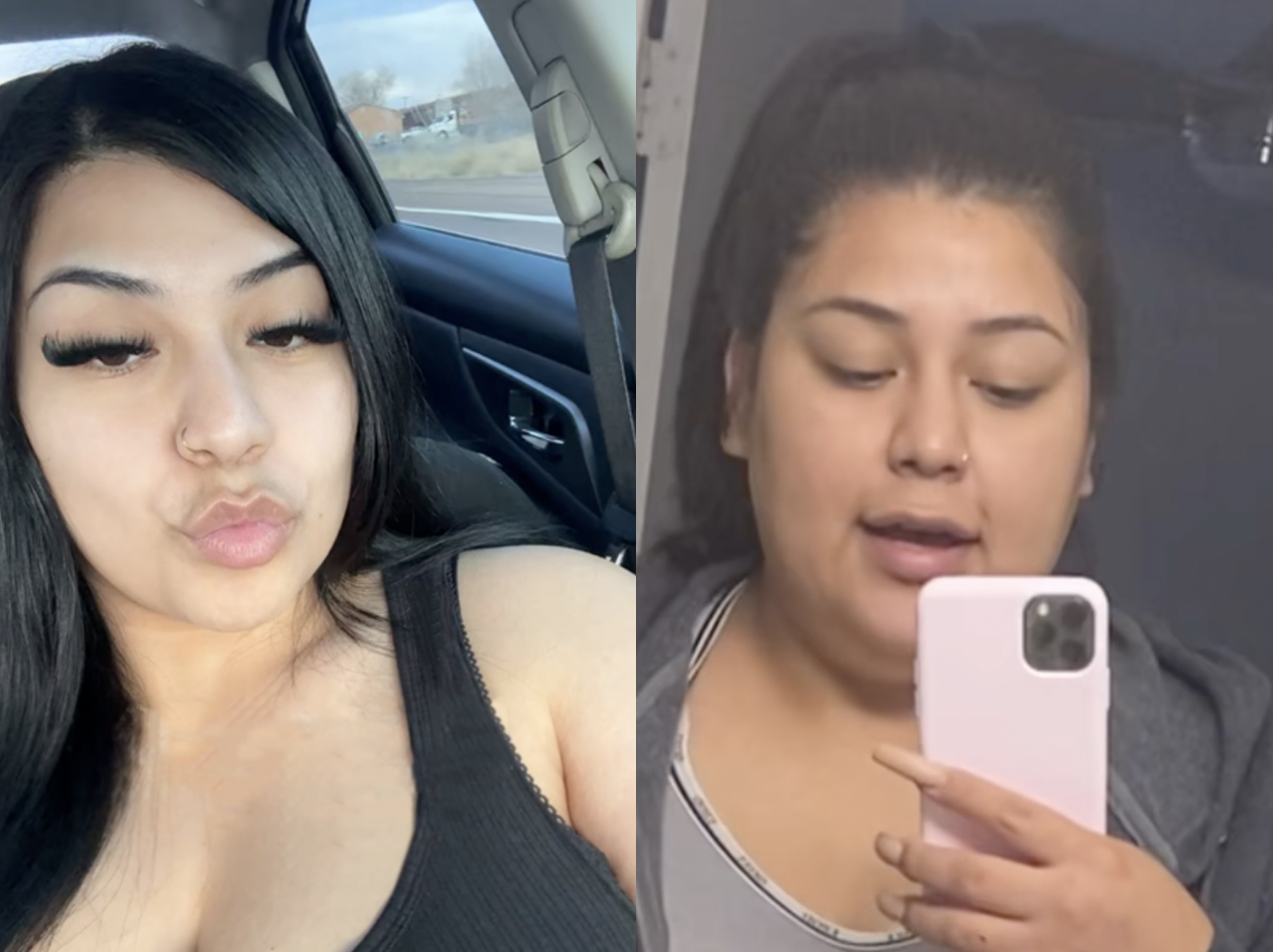 A TikToker's before-and-after photos: single vs. in a relationship. | Source: TikTok/yourfavarleth