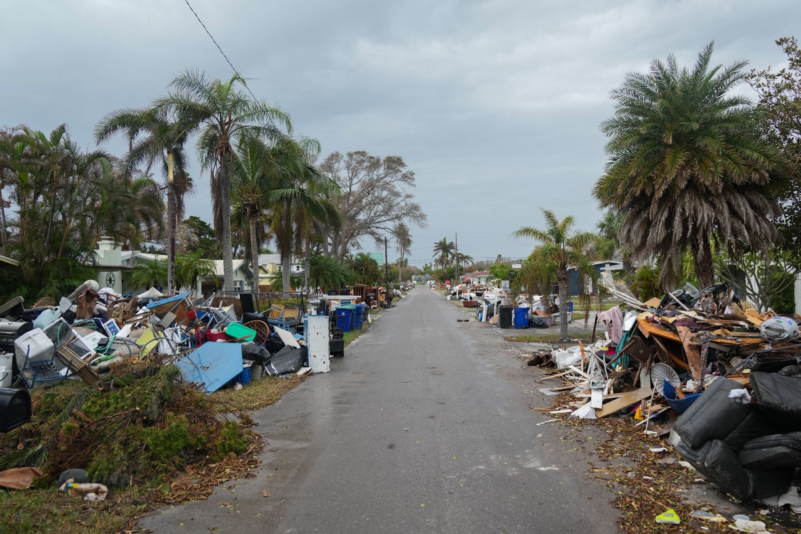 Debris from Hurricane Helene lining a street in the Redington Beach section of St. Petersburg, Florida. | Source: Getty Images