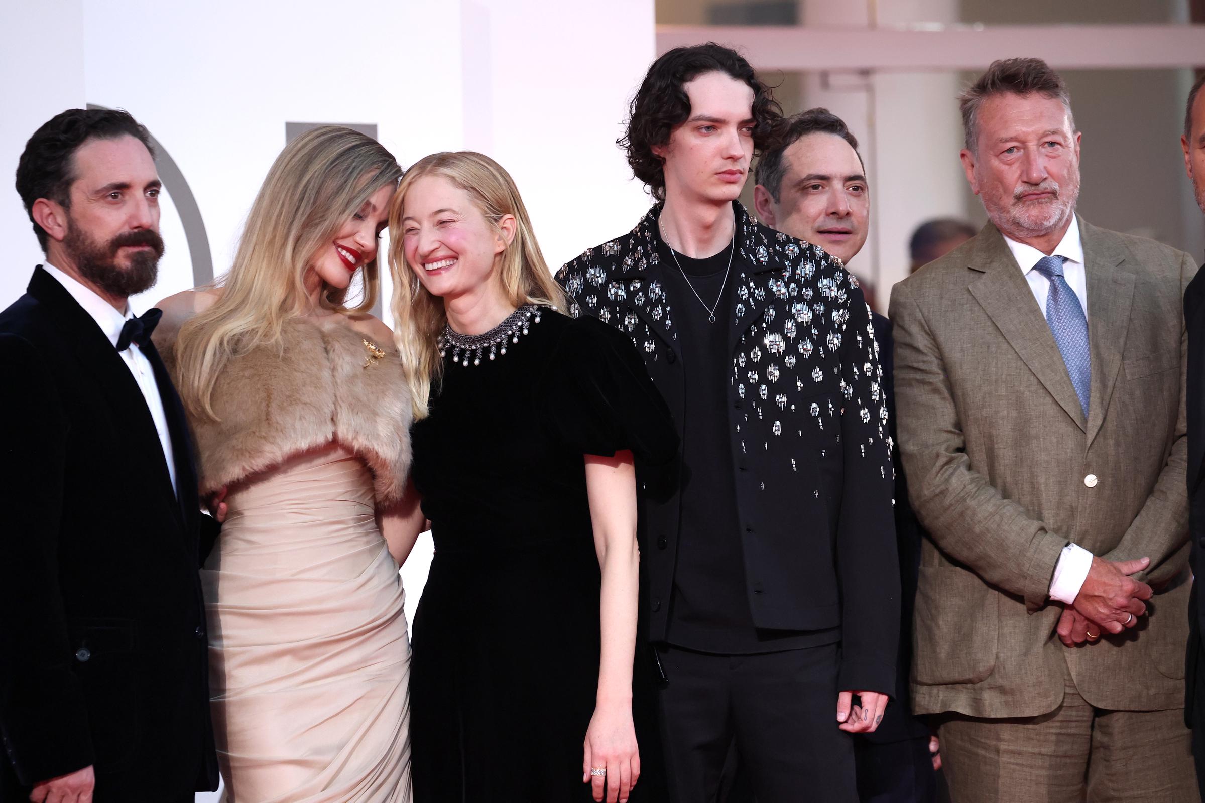 Pablo Larraín, Angelina Jolie, Alba Rohrbacher, and Kodi Smit-McPhe on August 29, 2024, in Venice, Italy | Source: Getty Images