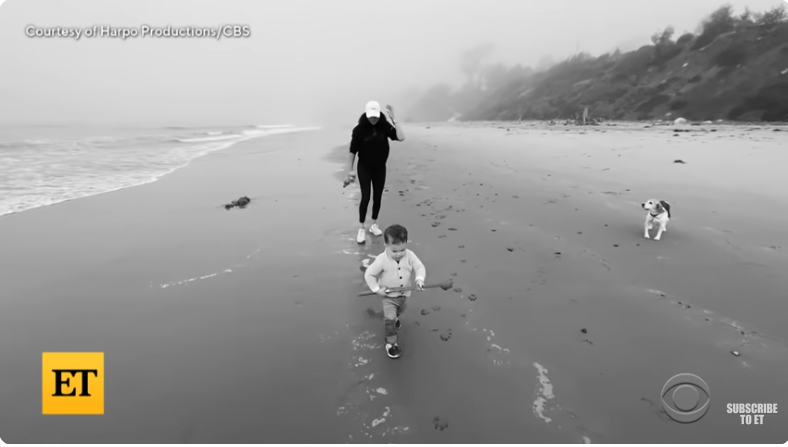 Meghan, Duchess of Sussex and Archie Mountbatten-Windsor at the beach on a YouTube video dated May 9, 2021 | Source: Youtube/@EntertainmentTonight