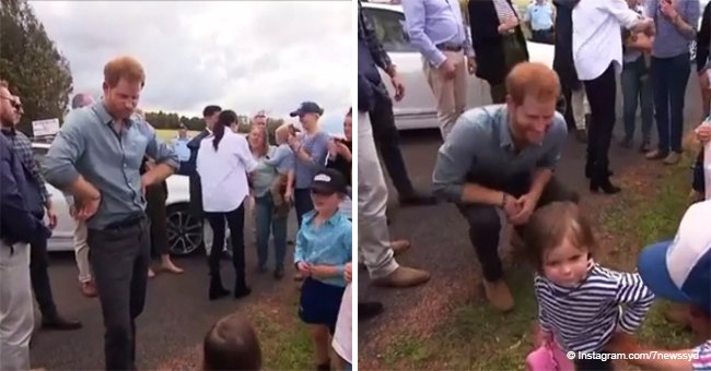 Little girl refusing to pose for a photo with Prince Harry gets playfully teased