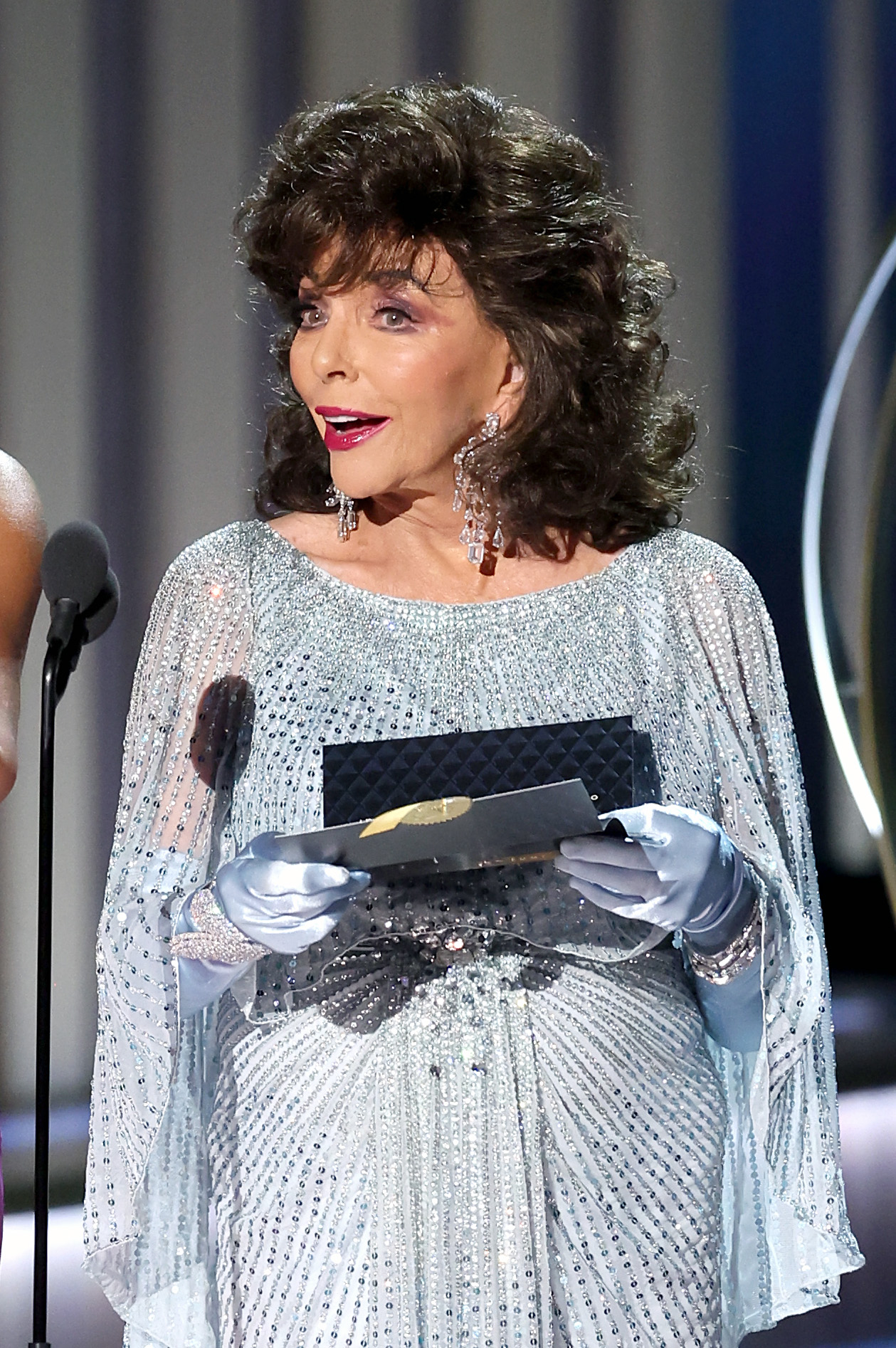 Joan Collins presenting at the 75th Primetime Emmy Awards in Los Angeles, California on January 15, 2024 | Source: Getty Images