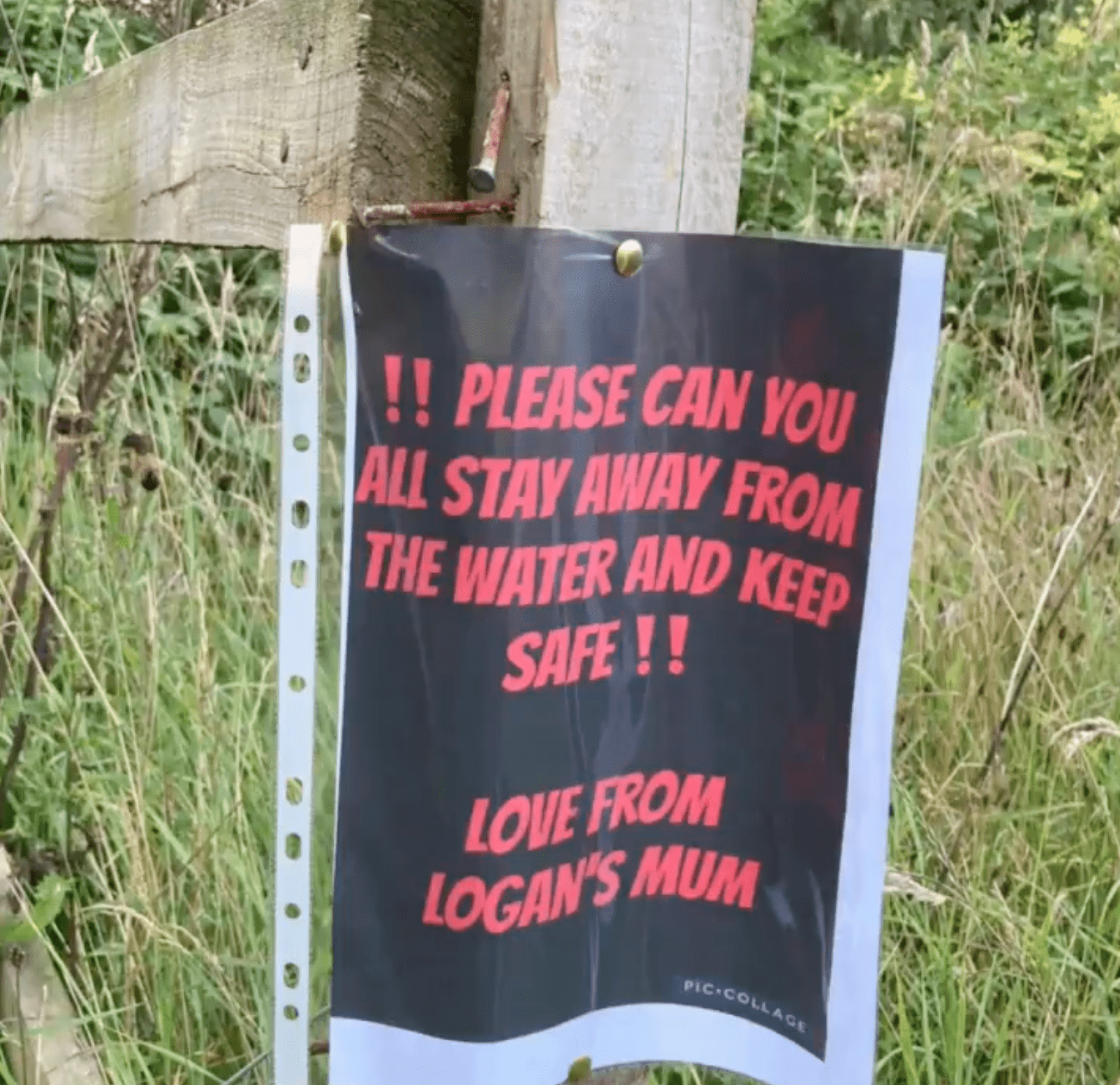 A poster next to dangerous canal warns people to stay away from the water | Photo: Twitter/GHR_Derbyshire