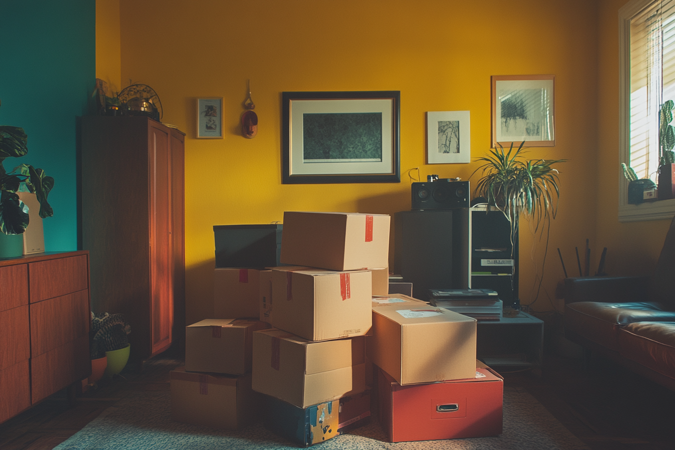 Boxes in a living room | Source: Midjourney