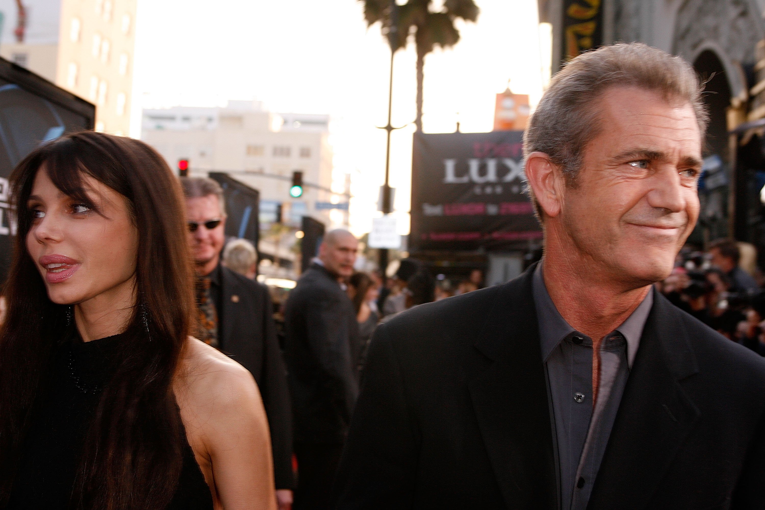 Oksana Grigorieva and Mel Gibson arriving on the red carpet of the Los Angeles industry screening of "X-Men Origins: Wolverine" at the Grauman's Mann Chinese Theater on April 28, 2009 in Hollywood, California. / Source: Getty Images