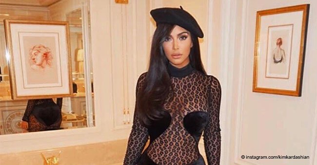 Kim Kardashian Almost Goes Topless in Daring Sheer Leopard-Print Catsuit