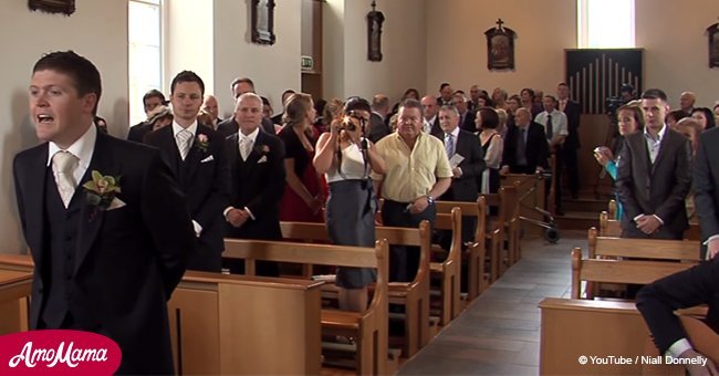 Nervous groom sings beautiful song as bride walks down the aisle