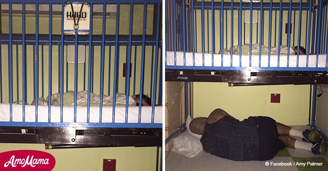 Picture of dad sleeping under sick child's hospital bed goes viral
