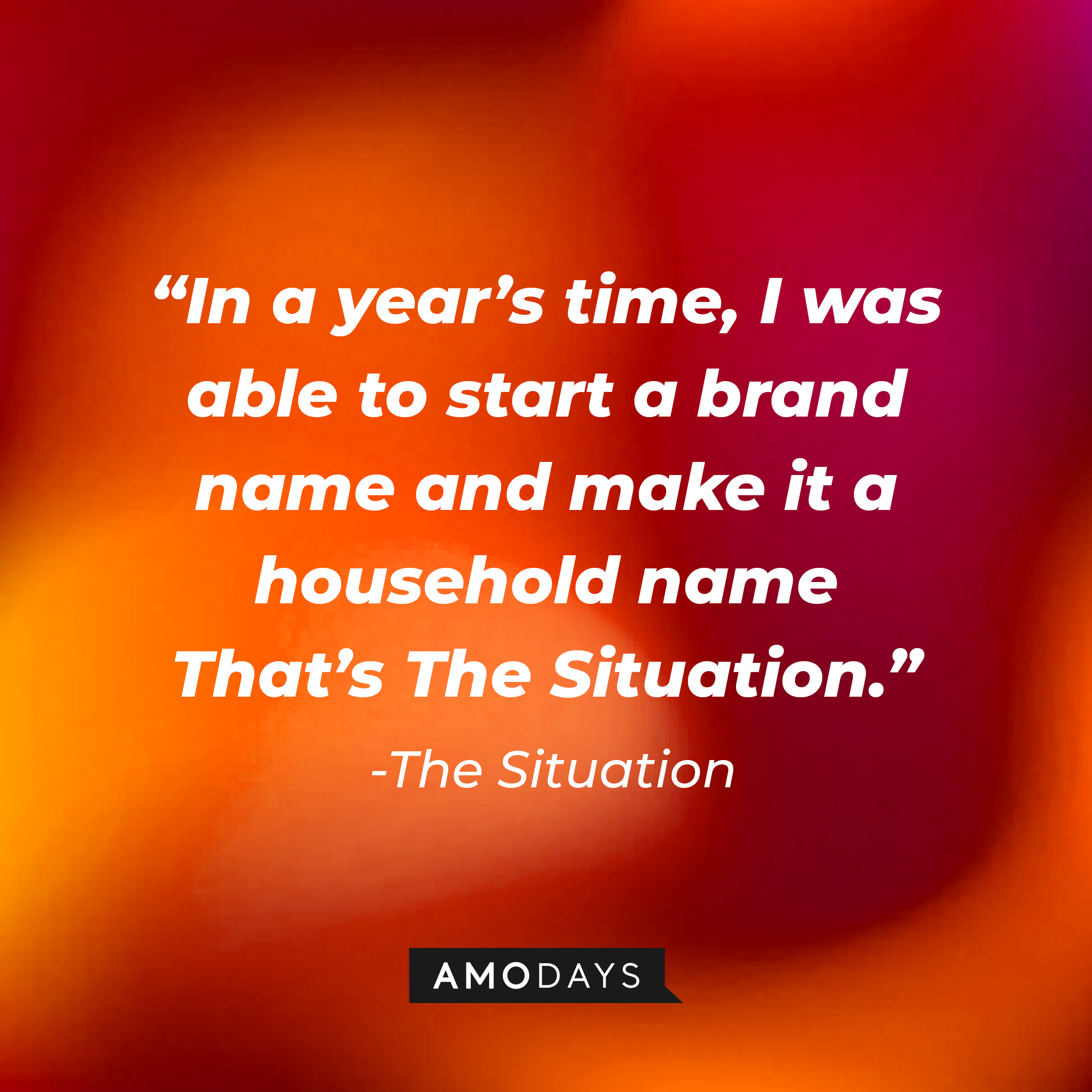 The Situation's quote: "In a year's time, I was able to start a brand name and make it a household name That's The Situation." | Source: youtube.com/jerseyshore