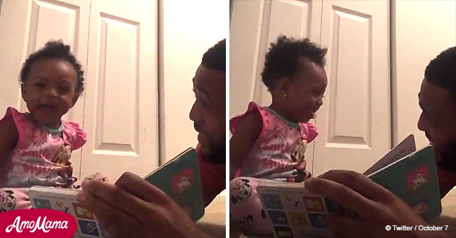 Heart-warming moment a liitle girl laughs contagiously when her dad makes animal sounds