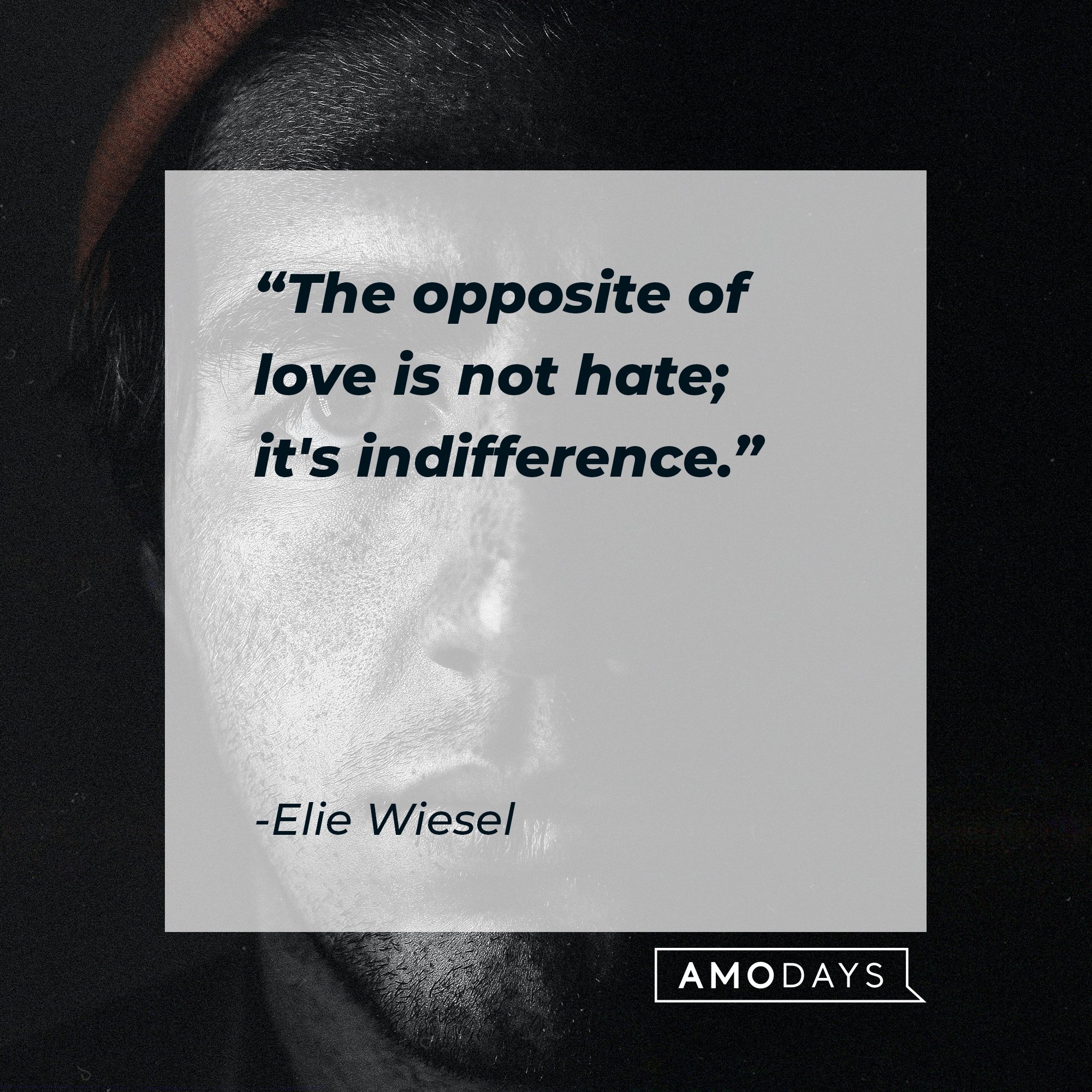 Elie Wiesel‘s quote: "The opposite of love is not hate; it's indifference." | Image: AmoDays 