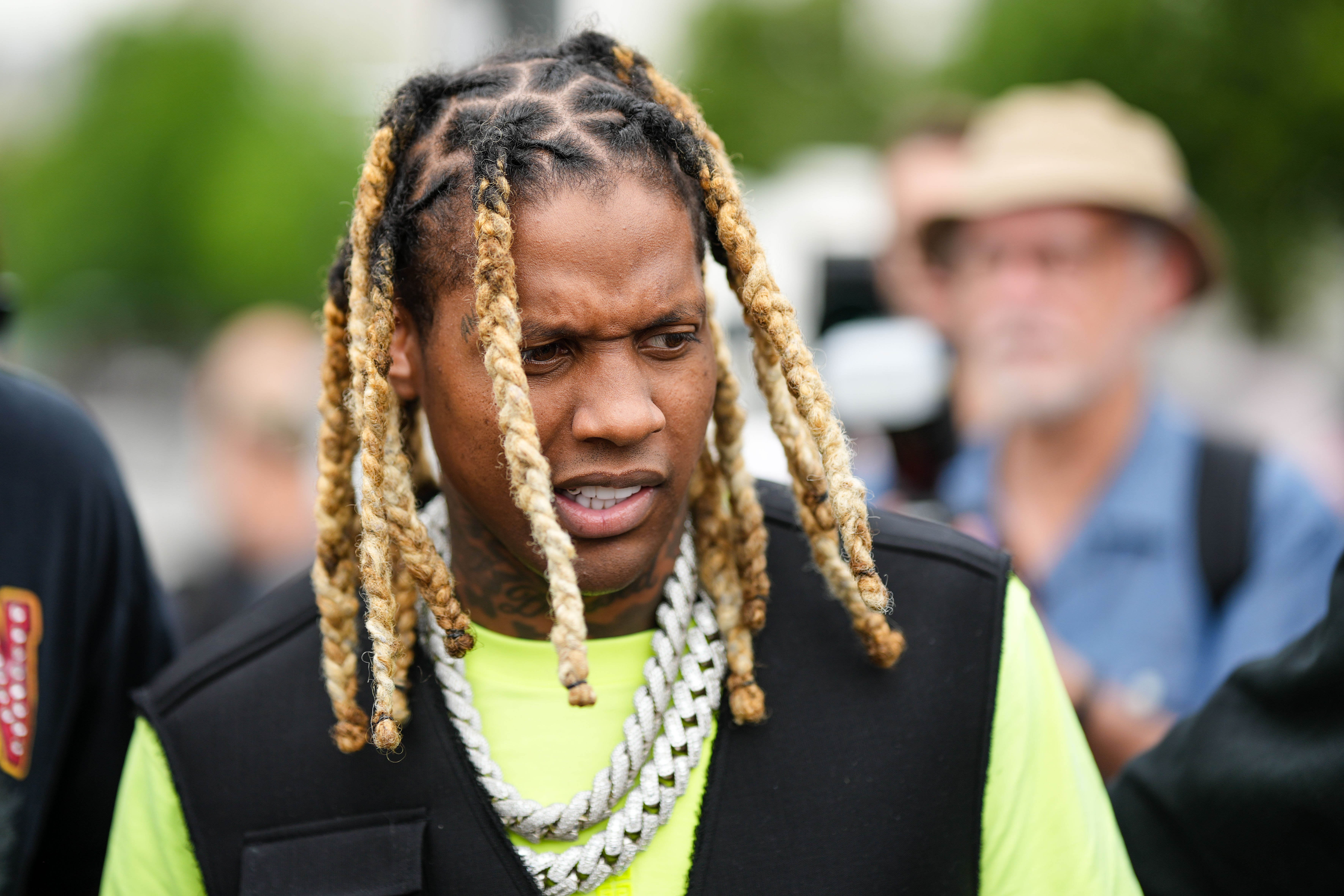 Lil Durk is photographed outside the Givenchy show, during Paris Fashion Week - Menswear Spring/Summer 2023 in Paris | Source: Getty Images