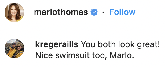 A fan's comment on Marlo Thomas' Instagram post featuring her husband, Phil Donahue, on May 20, 2021 | Source: Instagram/marlothomas