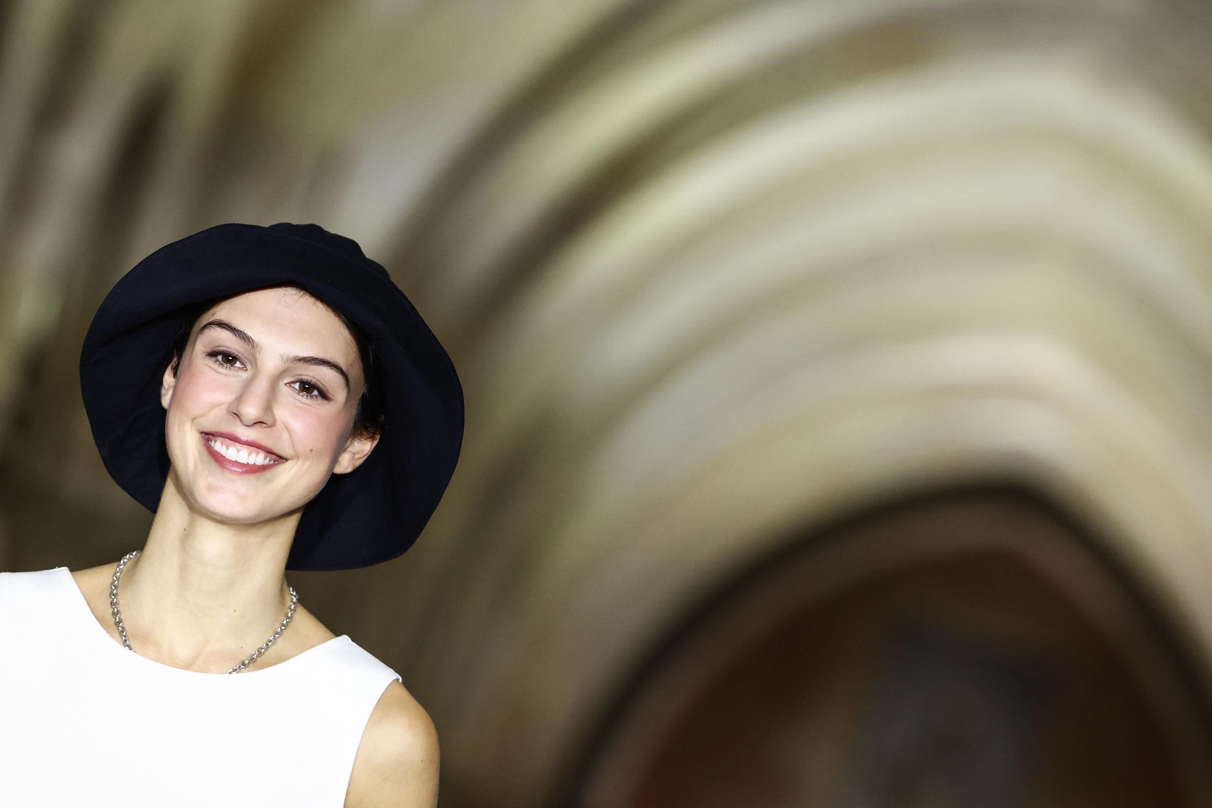 A model presents a creation by Agnes B for the Women Ready-to-wear Spring-Summer 2026 collection as part of the Paris Fashion Week, in Paris on October 6, 2025. | Source: Getty Images