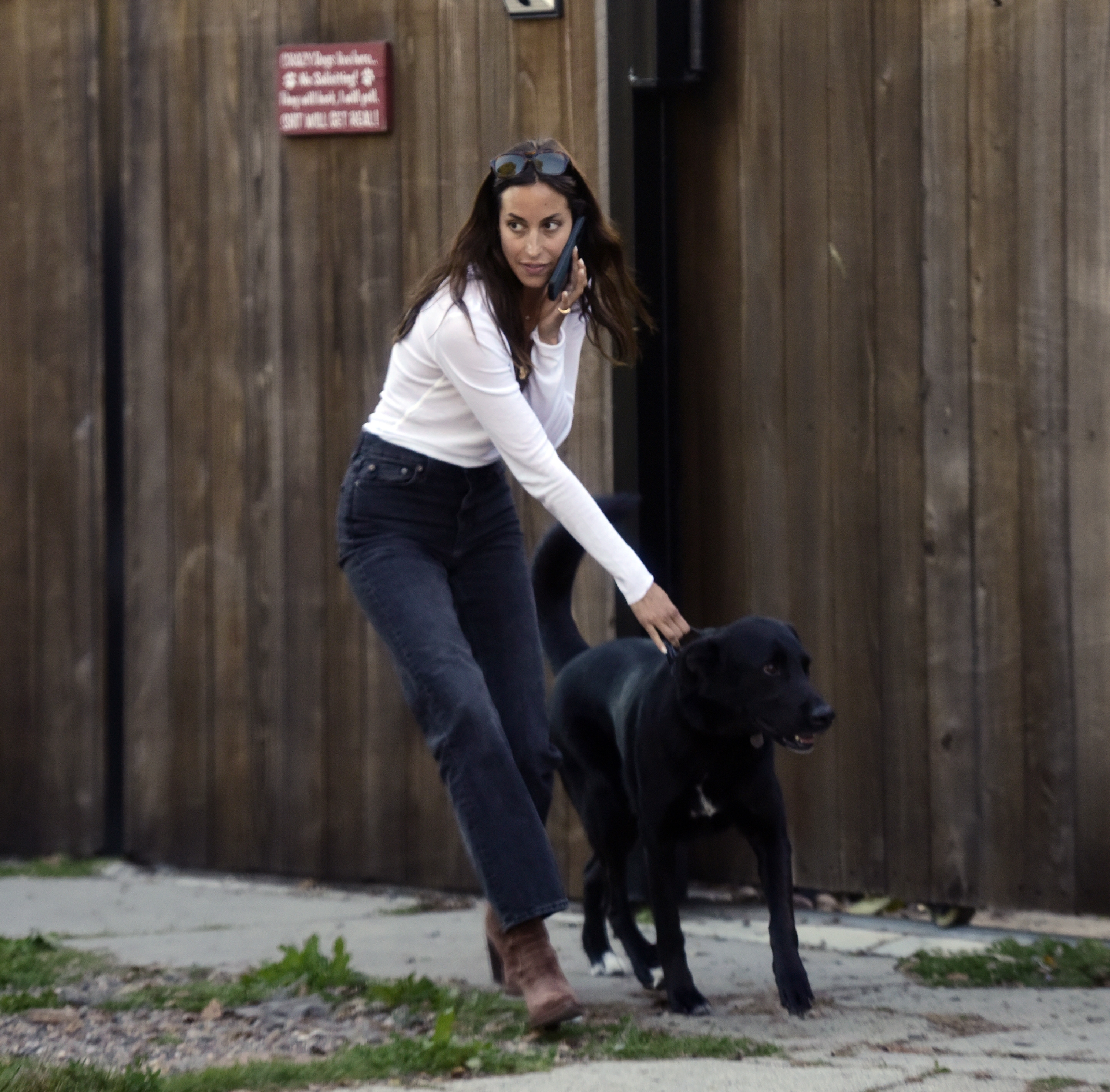 Ines De Ramon with a dog on April 12, 2024, in Los Angeles, California. | Source: Getty Images