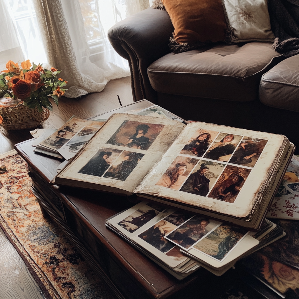 A stack of albums on a table | Source: Midjourney