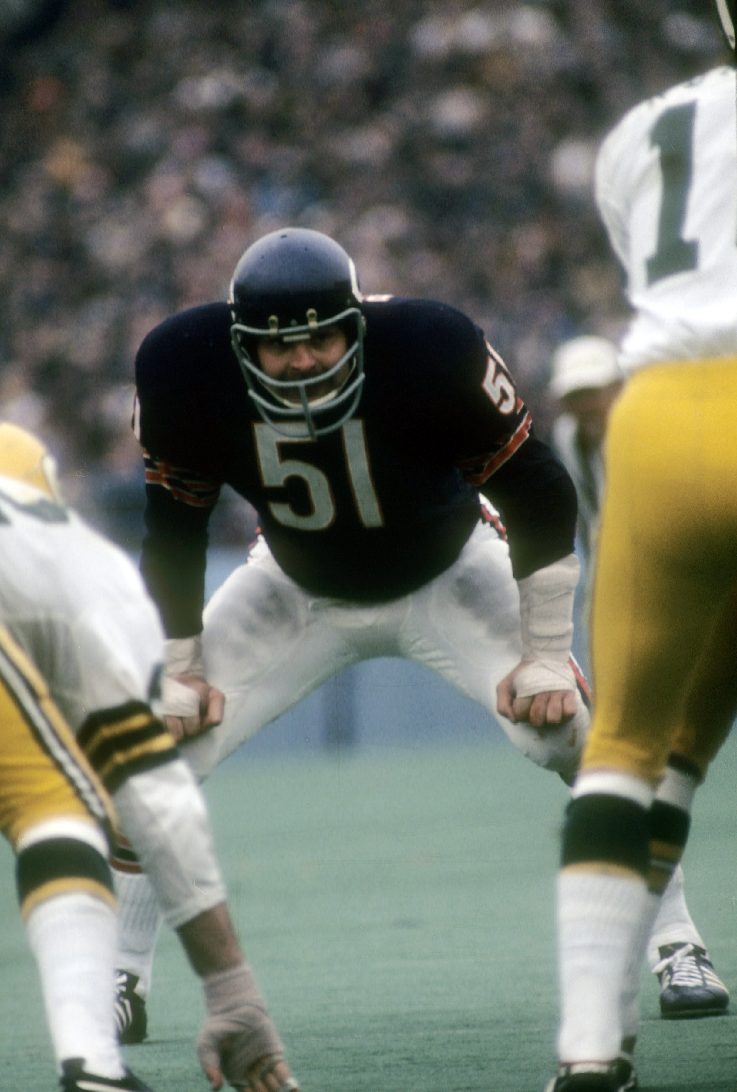 Dick Butkus during an NFL football game at Soldier Field on January 1, 1971 in Chicago, Illinois. | Sources: Getty Images