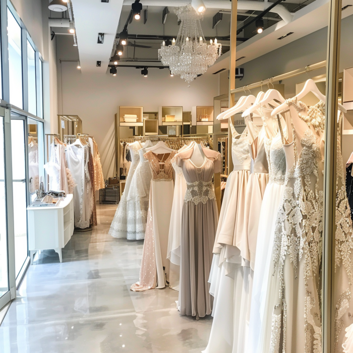 A high-end boutique with designer dresses | Source: Midjourney