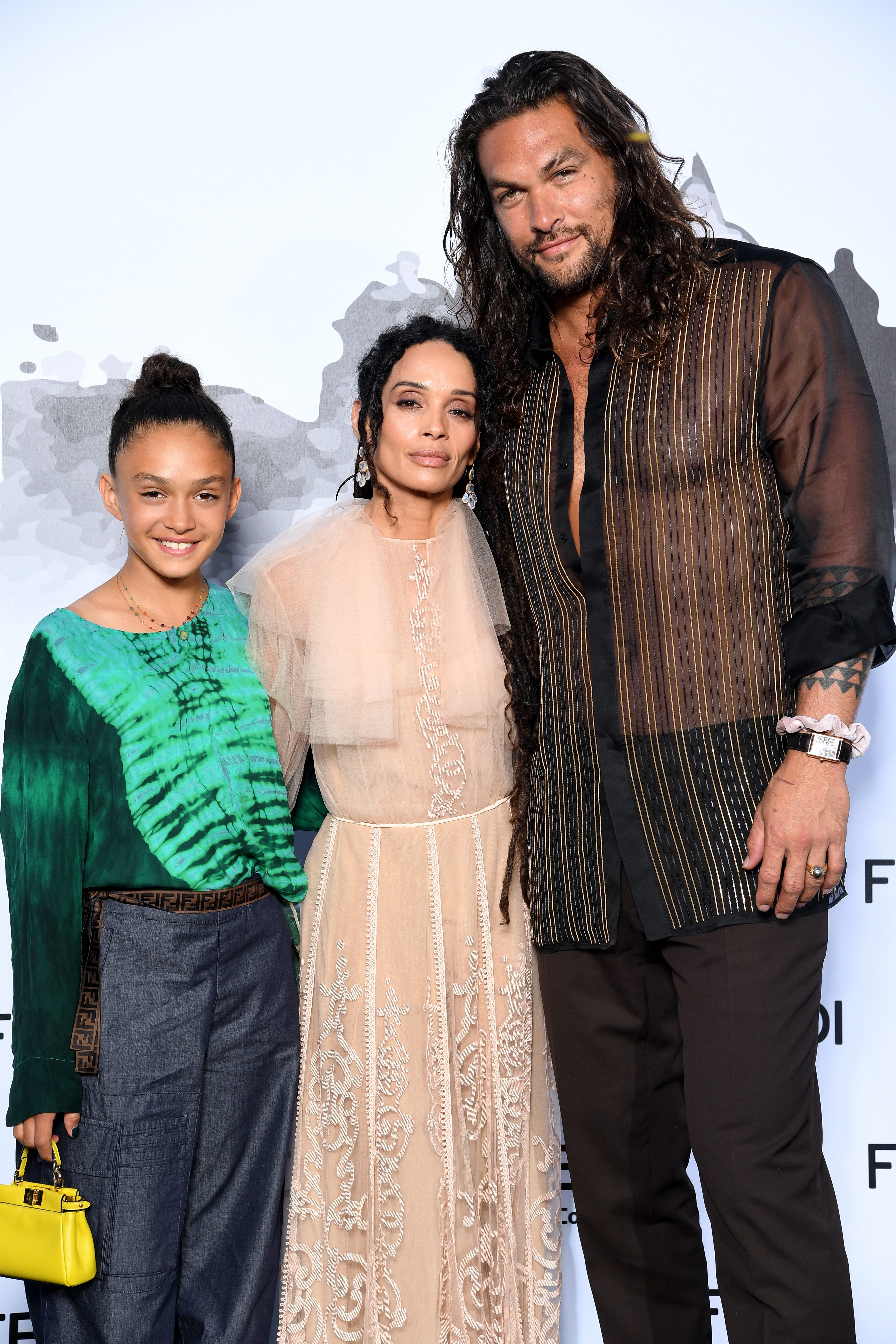 Lola Iolani Momoa, Lisa Bonet, and Jason Momoa at Fendi Couture Fall Winter on July 4, 2019, in Rome, Italy | Source: Getty Images