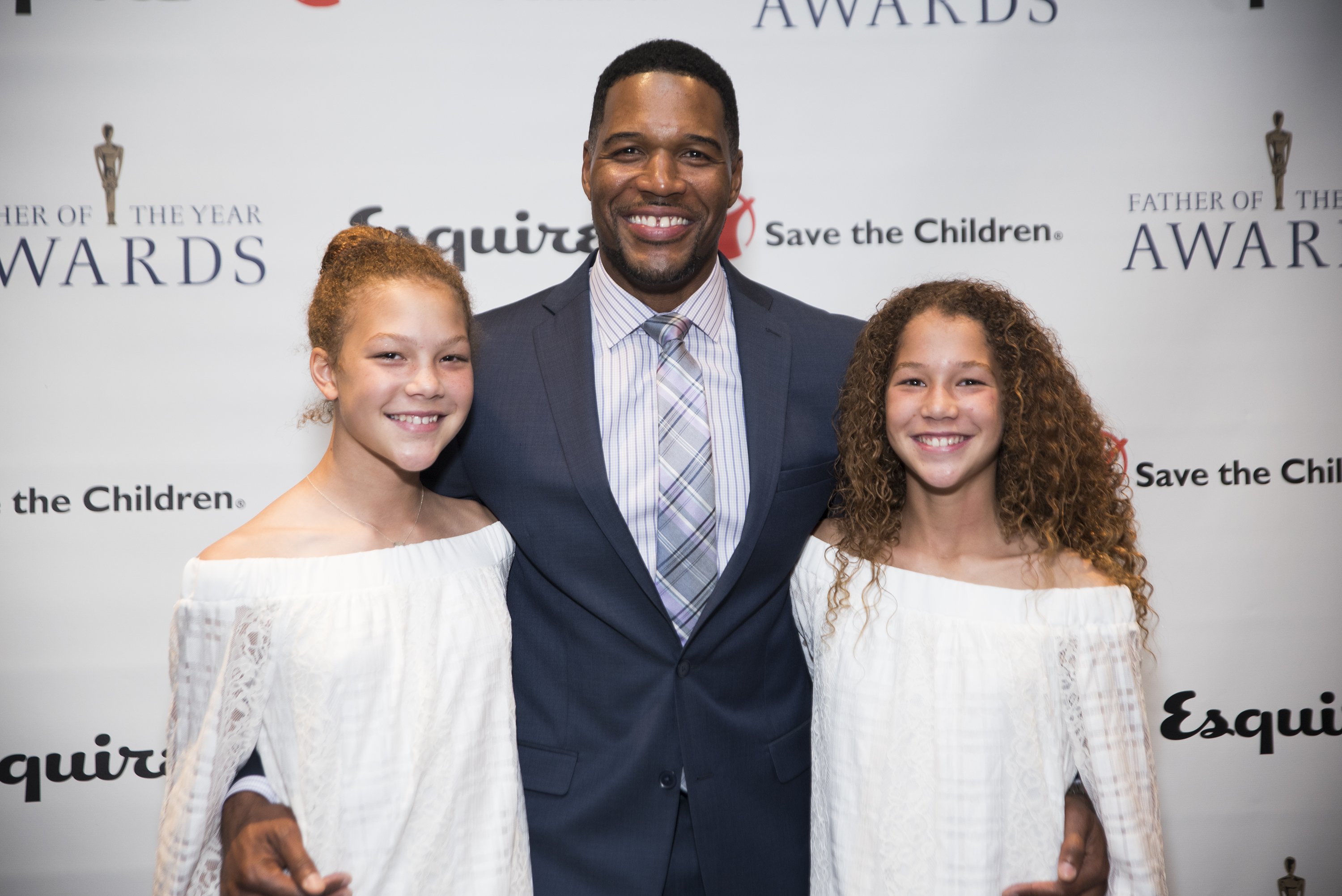 Michael Strahan and his daughters Sophia and Isabella attend the 76th Annual Father of the Year Awards at New York Hilton on June 15, 2017, in New York City. | Source: Getty Images