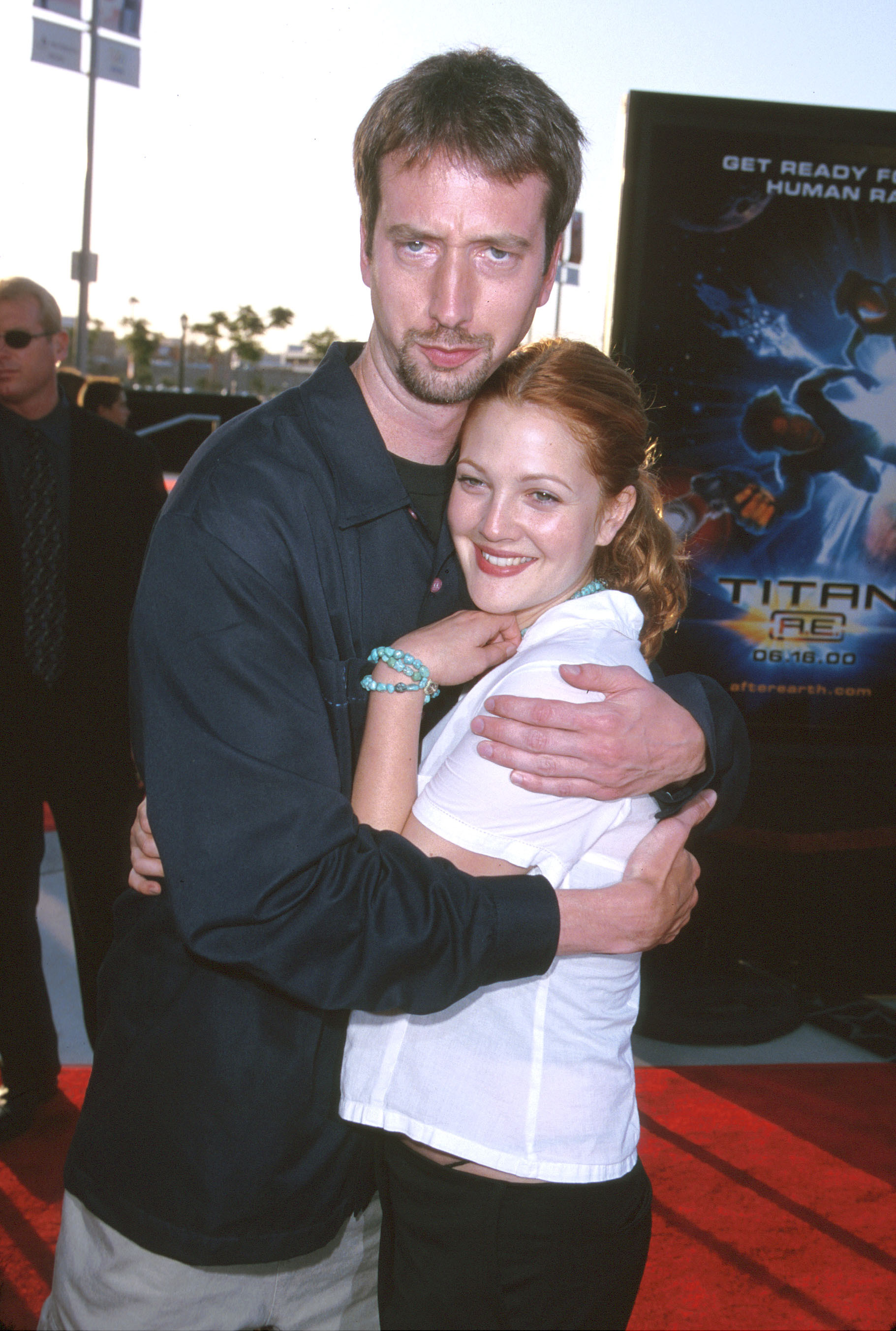 Tom Green and Drew Barrymore during "Titan A.E." premiere at Staples Center in Los Angeles, California, on June 13, 2000 | Source: Getty Images