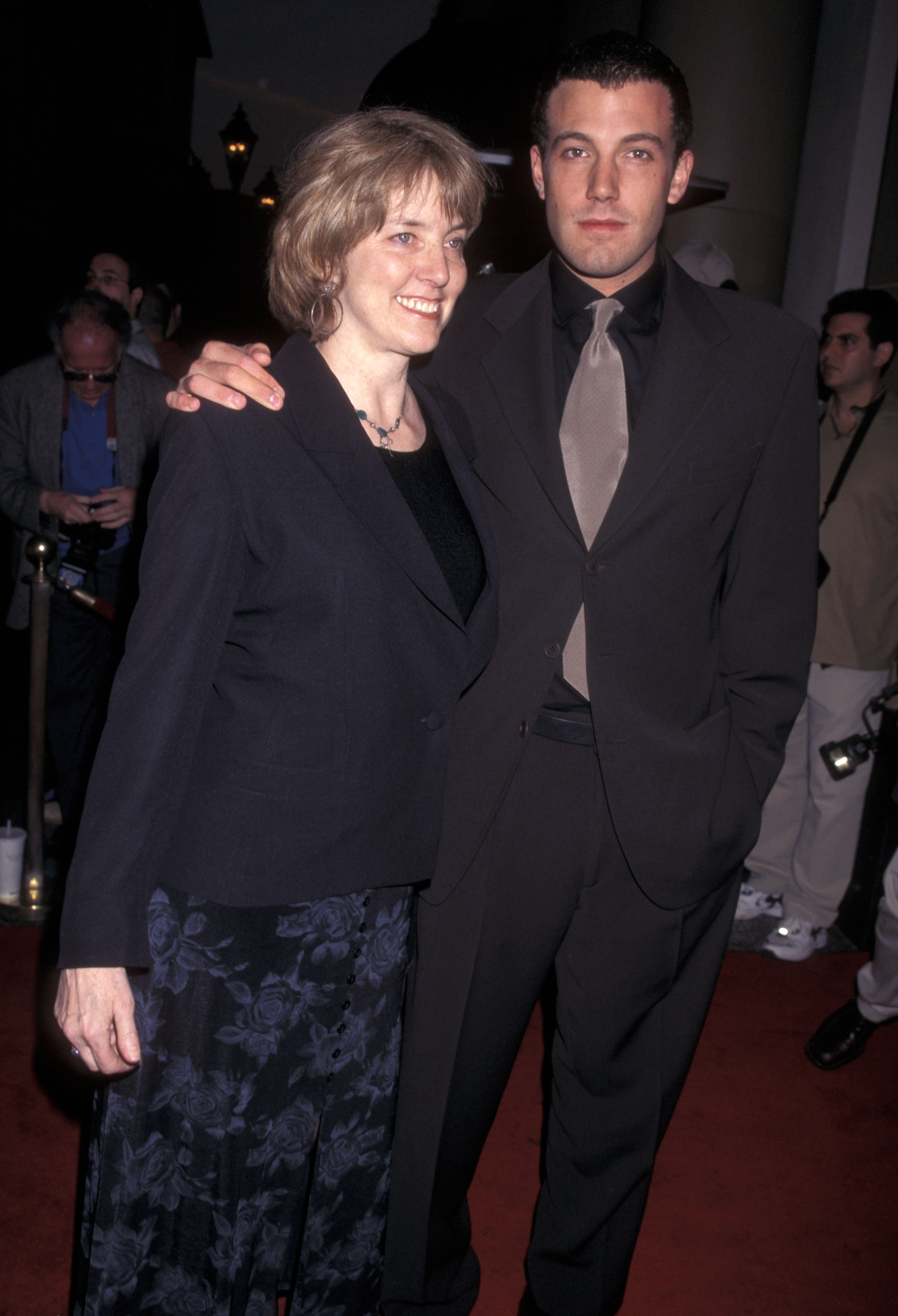She stood by his side as his Hollywood career reached new heights. In this photo, actor Ben Affleck and his mother attended the 70th Annual Academy Awards Pre-Party hosted by Miramax Films at the Beverly Wilshire Hotel on March 22, 1998, in Beverly Hills, California. | Source: Getty Images