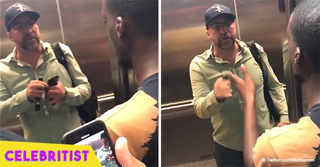 White man points gun at group of students trying to take an elevator in viral video