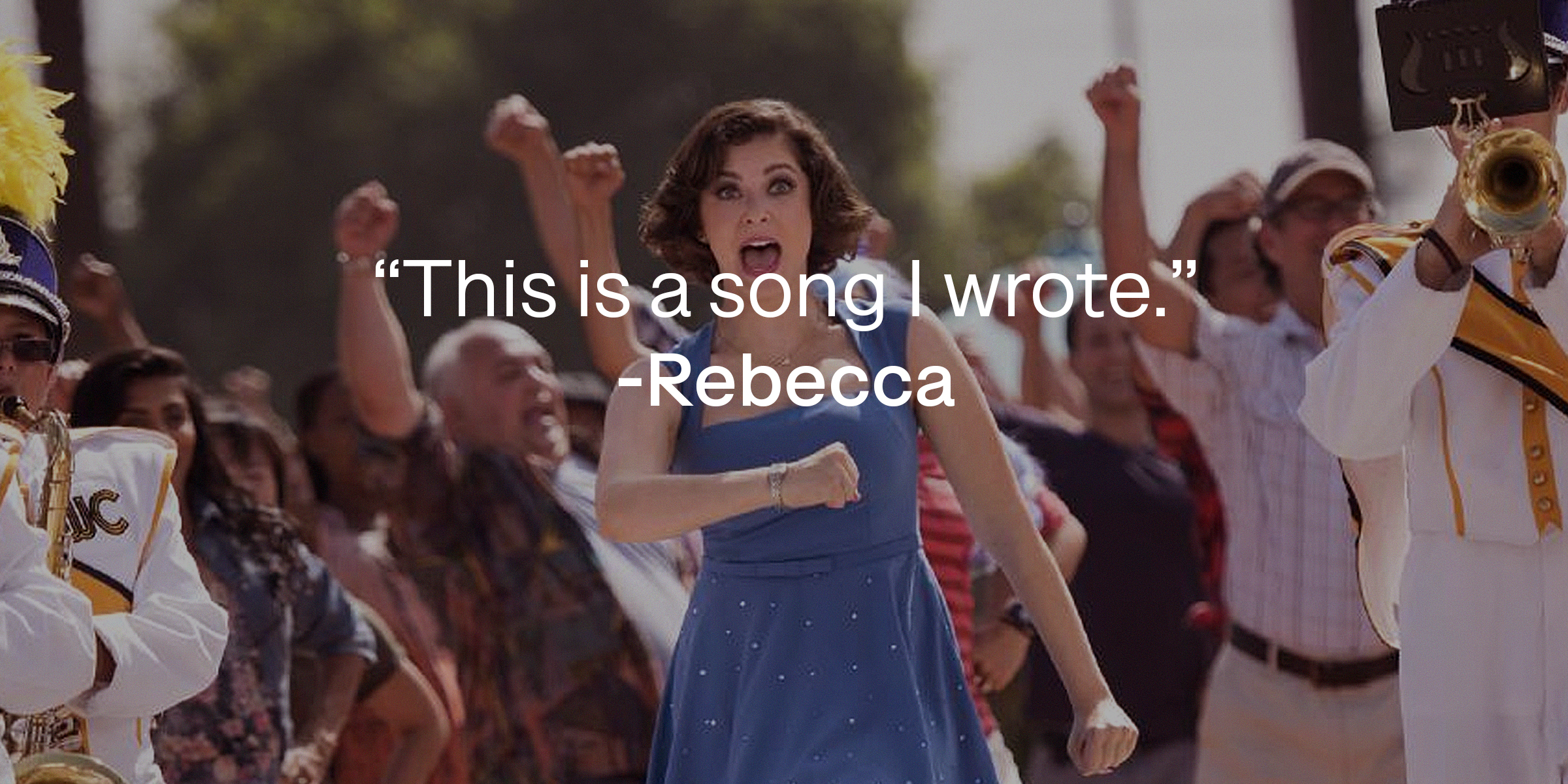 Rebecca singing, with her quote: “This is a song I wrote.” | Source: facebook.com/crazyxgf