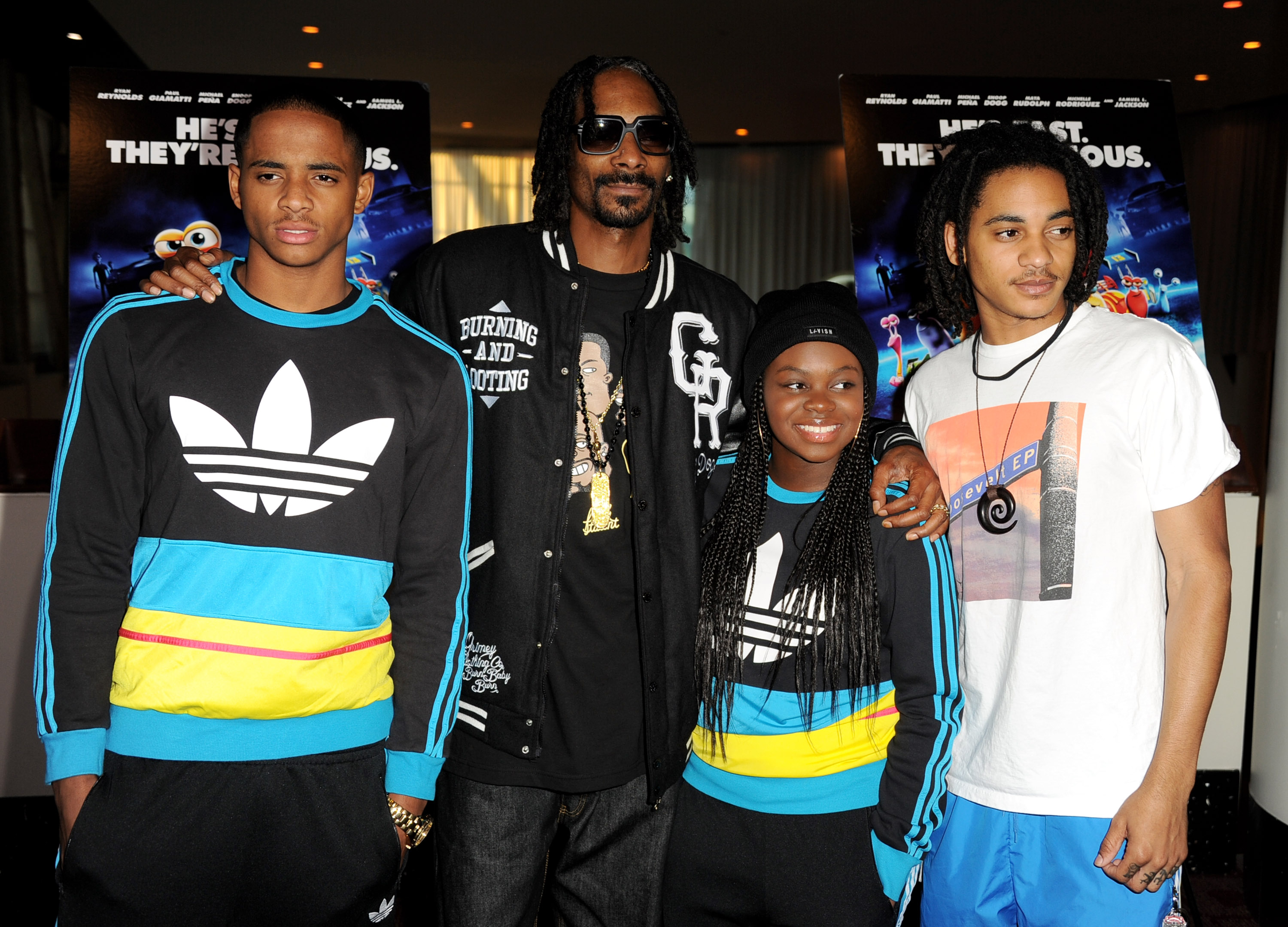 Cordell Broadus, Snoop Dogg, Cori Broadus, and Corde Broadus on July 16, 2013, in Los Angeles, California | Source: Getty Images