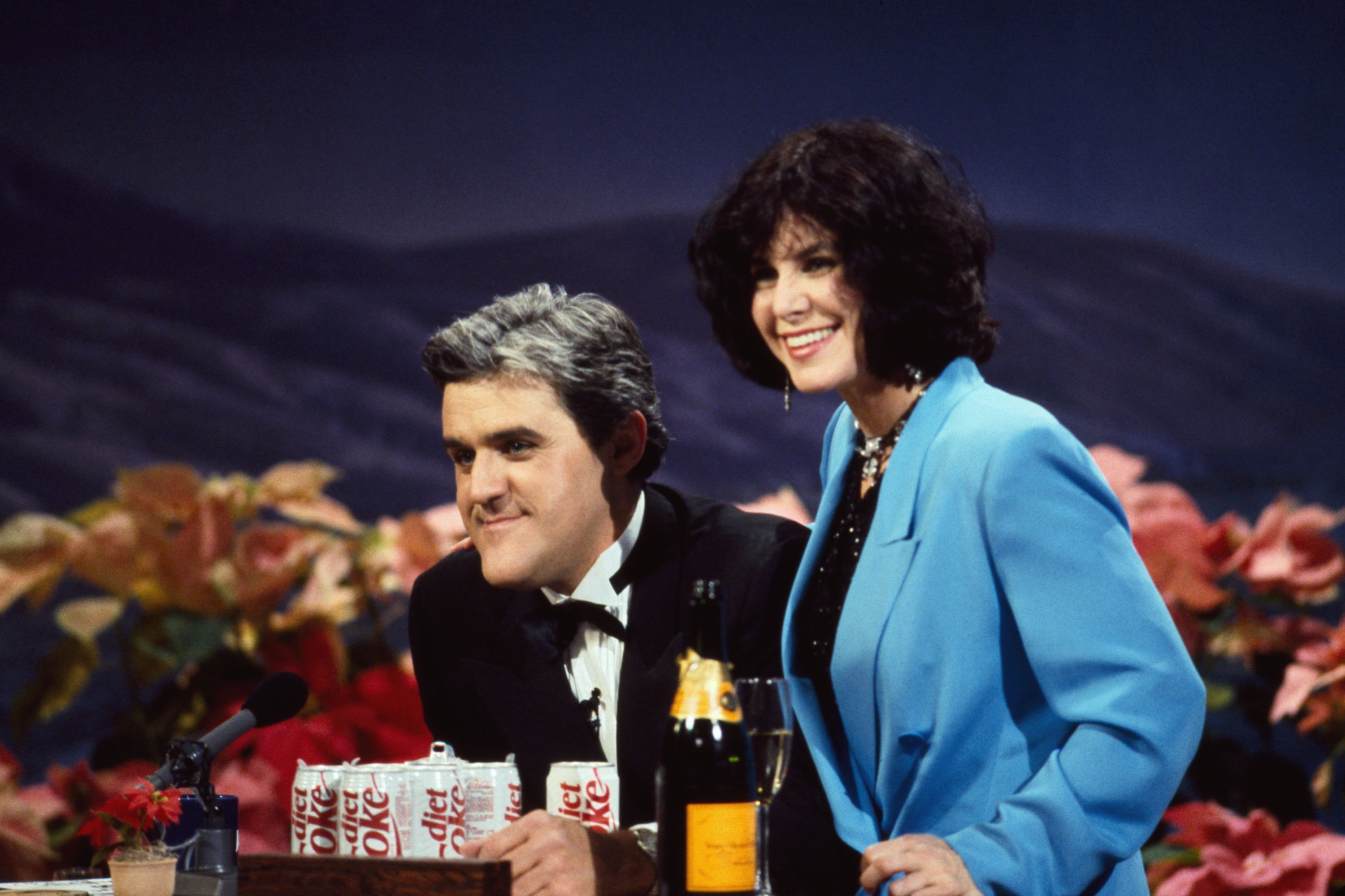 Jay and Mavis Leno on "The Tonight Show with Jay Leno" on December 31, 1992. | Source: Getty Images