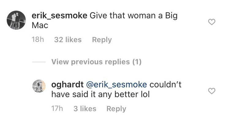 Fan's comment and one reply on Katie Cassidy's post | Photo: Instagram/ Katie Cassidy