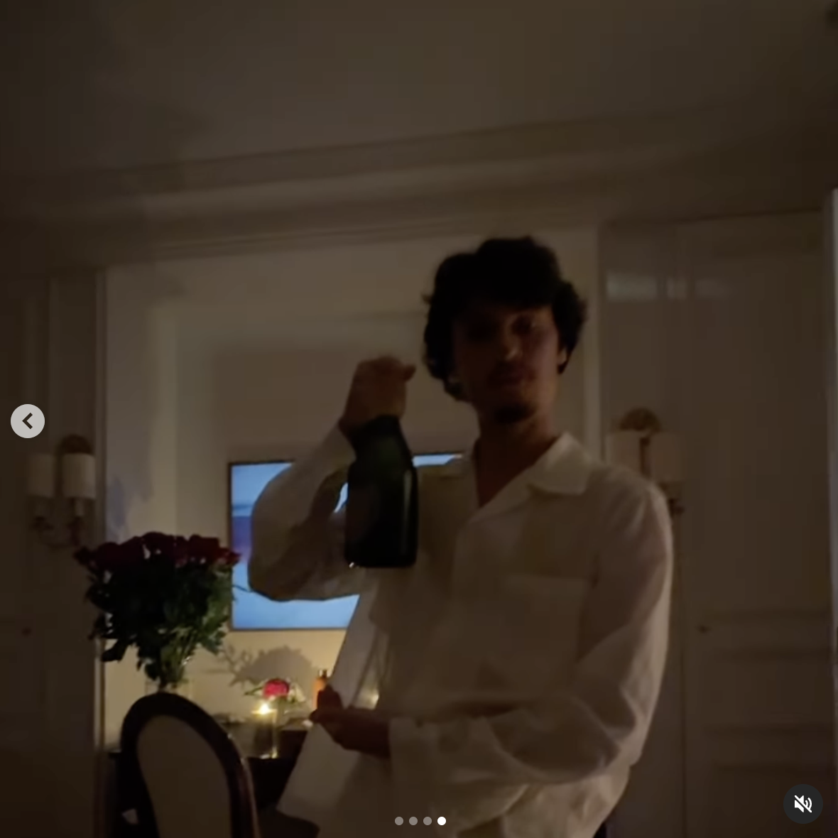 Dylan Jagger Lee popping a bottle of champagne, as seen in a video posted on July 6, 2024 | Source: Instagram/dylanjaggerlee