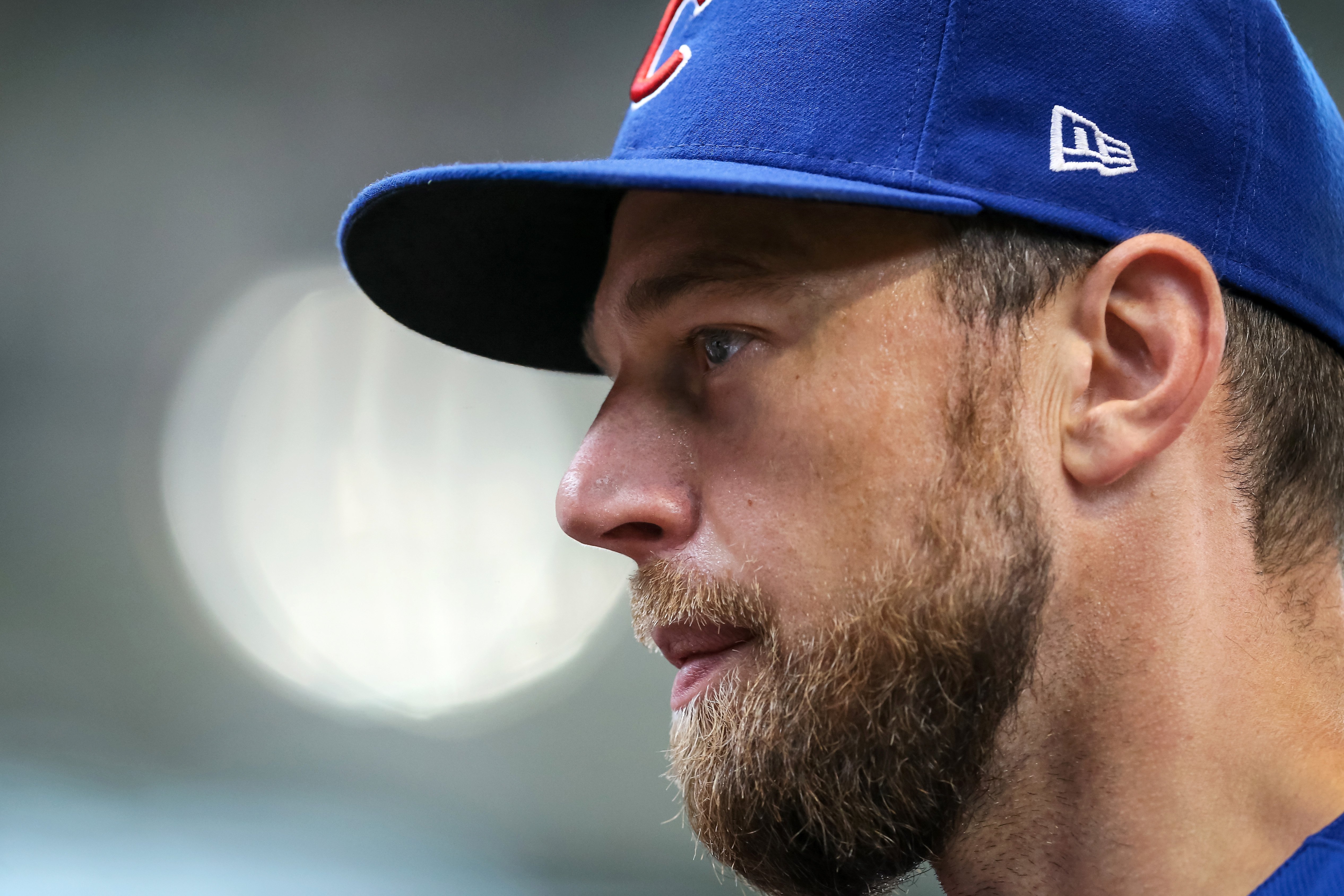 Ben Zobrist #18 of the Chicago Cubs looks on before the game against the Milwaukee Brewers at Miller Park on September 08, 2019 in Milwaukee, Wisconsin. | Source: Getty Images