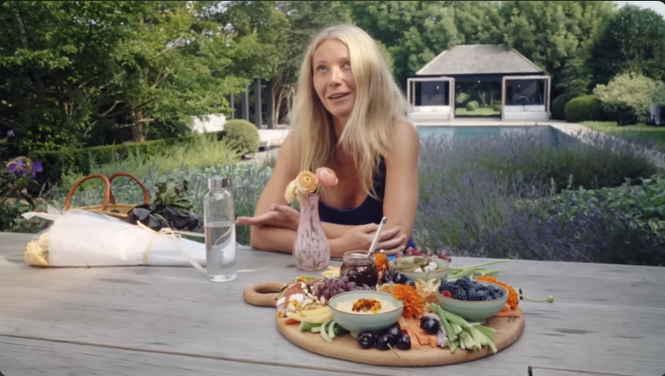 Gwyneth Paltrow during her interview with Vogue in her Hamptons garden in October 2023 | Source: youtube.com/@Vogue