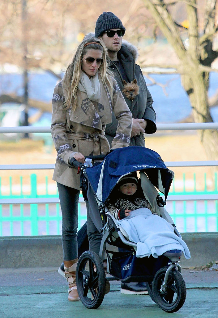 Tom Brady and Giselle Bundchen with son Benjamin Rein Brady are seen on January 02, 2012 in Boston, Massachusetts. (Photo by Stickman/Bauer-Griffin/GC Images)