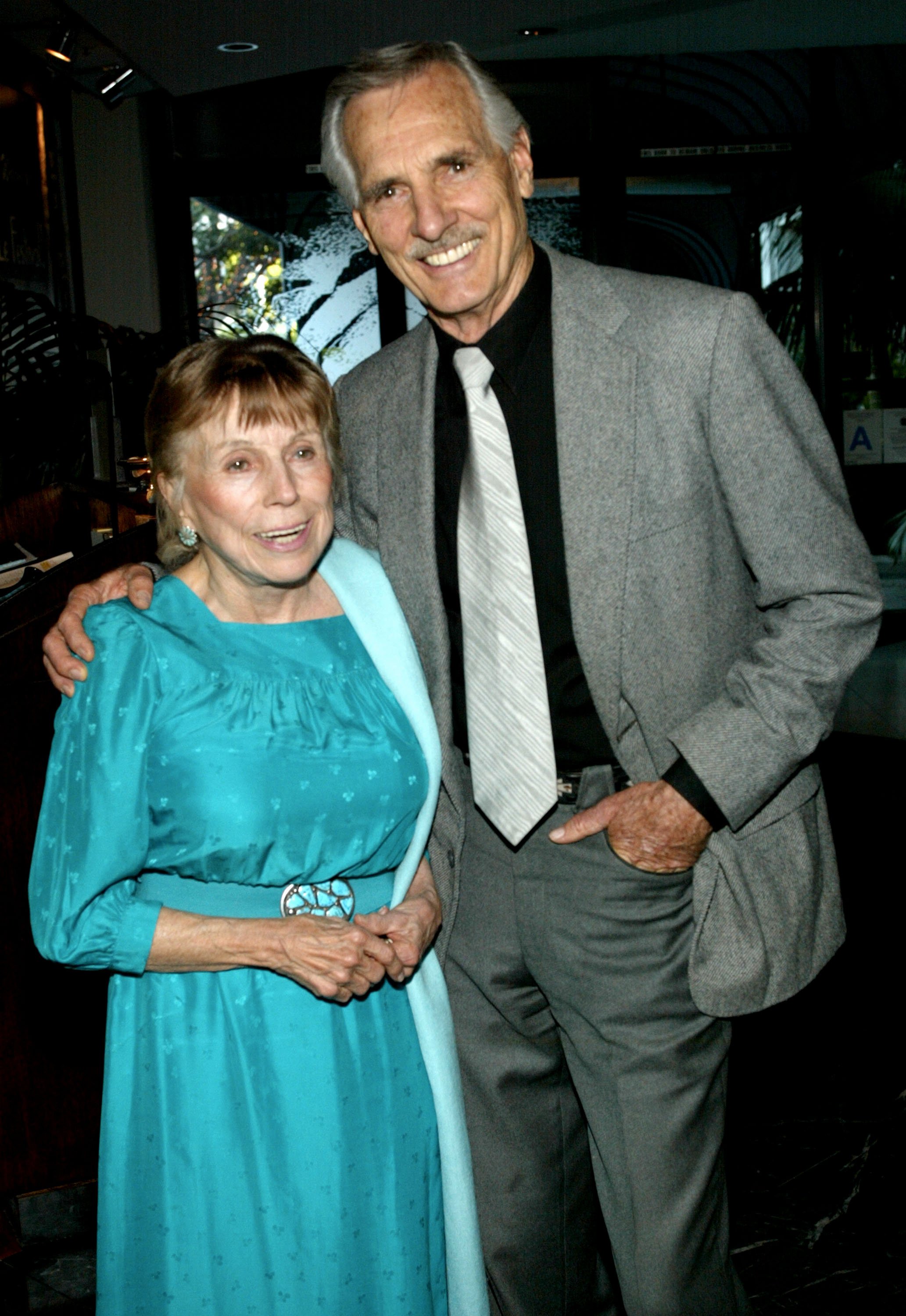Dennis Weaver and his Gerry Stowell attend the 44th Annual Los Angeles Press Club Southern California Journalism Awards on June 22, 2002 in Beverly Hills, California. / Source: Getty Images