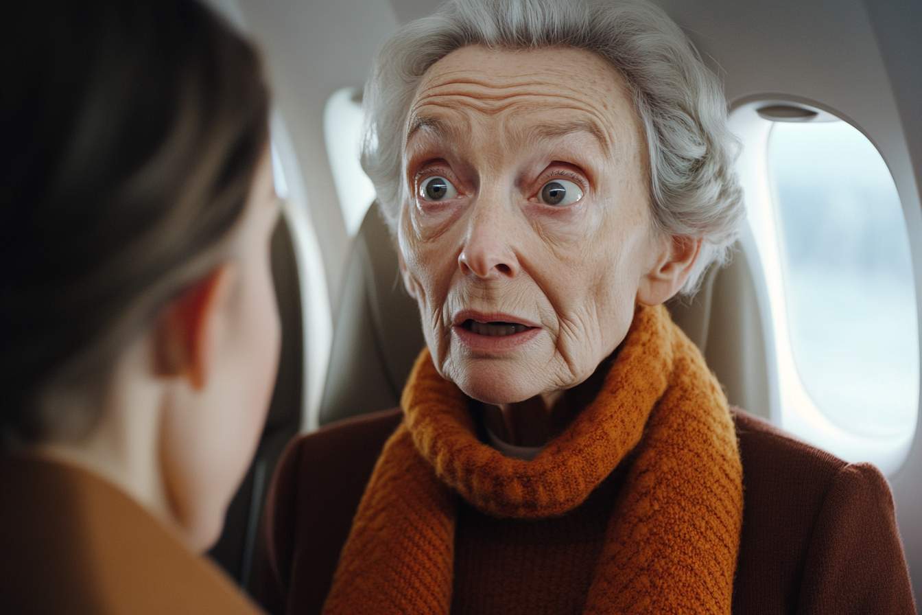 An older woman talking to a younger passenger | Source: Midjourney