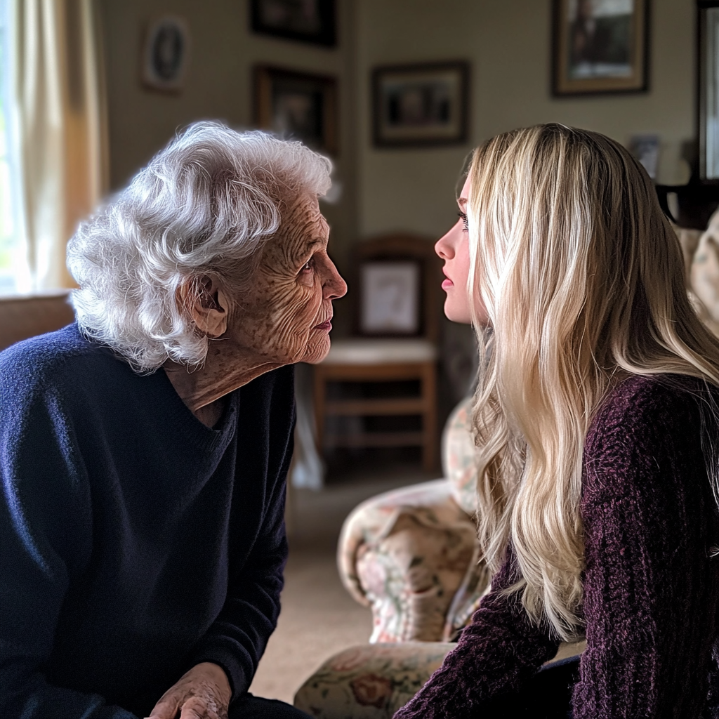 An elderly woman talking to her daughter | Source: Midjourney