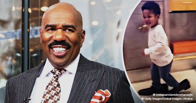 Steve Harvey shares hilarious video of his grandson stomping around in his famous grandpa’s shoes