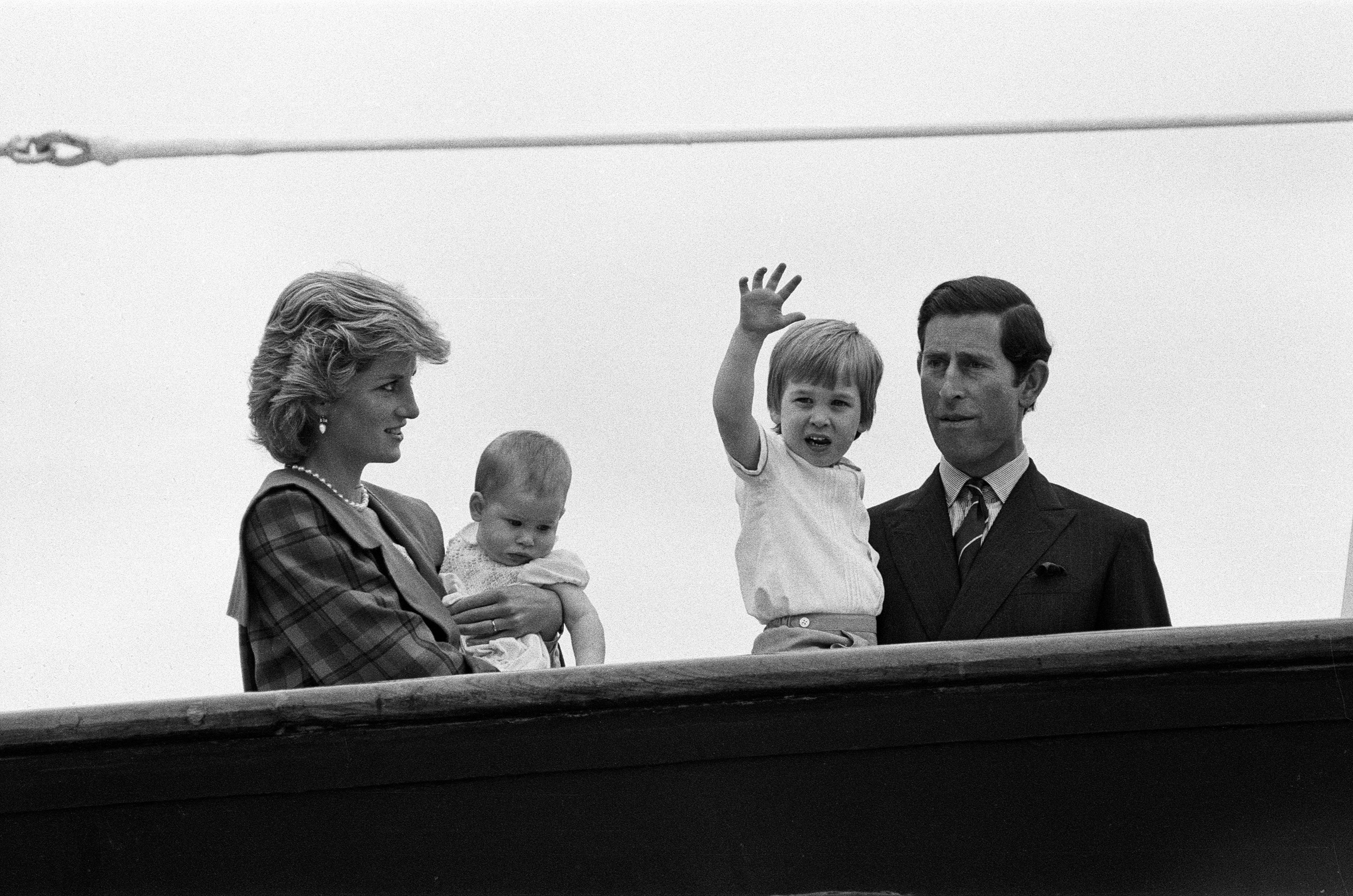 Prince Charles and Princess Diana reunited with their sons Prince William and Prince Harry aboard the Royal Yacht Britannia in Venice after touring Italy on May 5, 1985 | Source: Getty Images