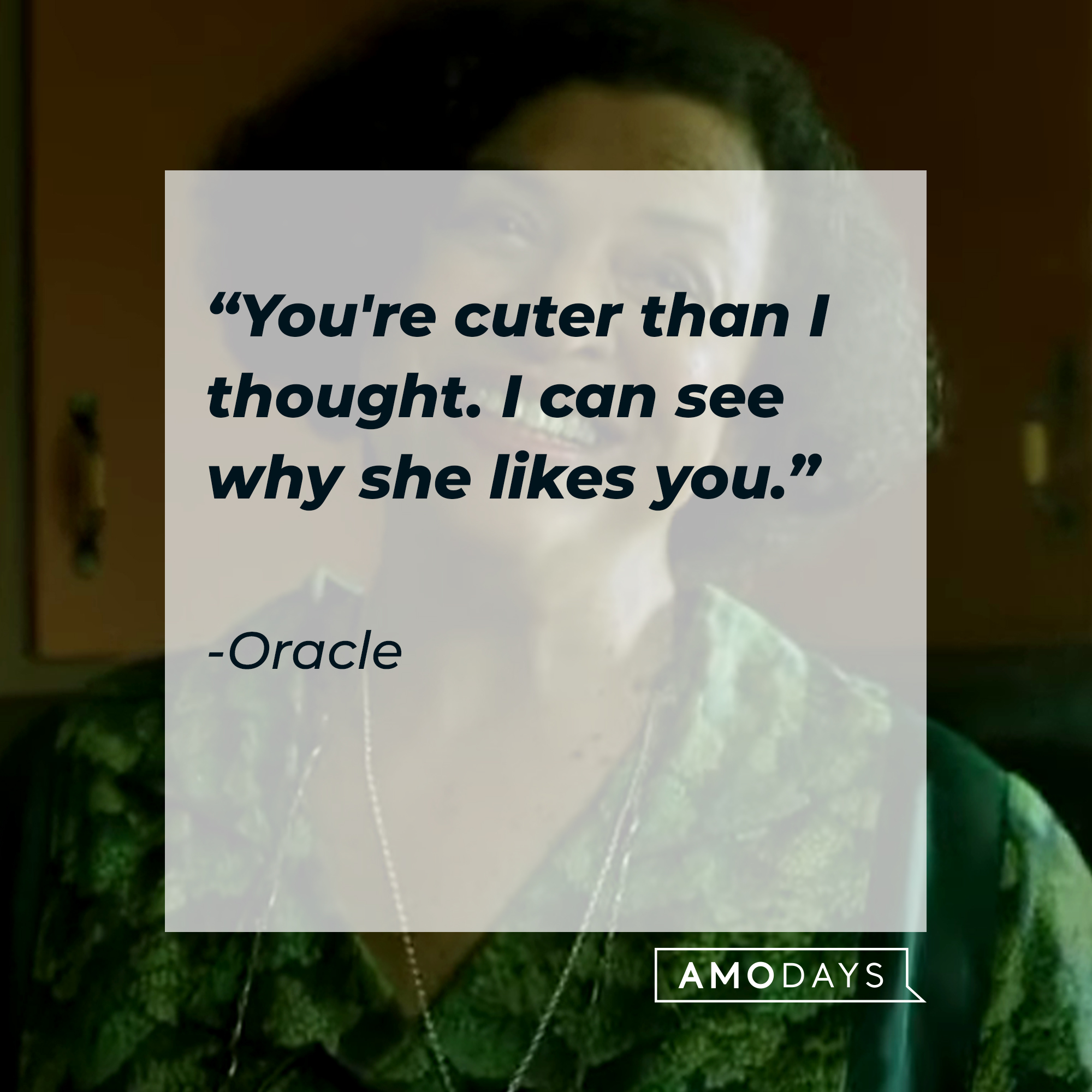 Oracle's quote: “You're cuter than I thought. I can see why she likes you.” | Source: facebook.com/TheMatrixMovie