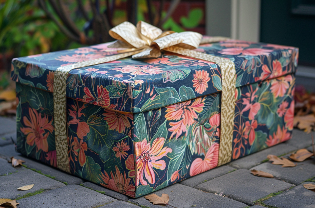 A gift box on a doorstep | Source: Midjourney