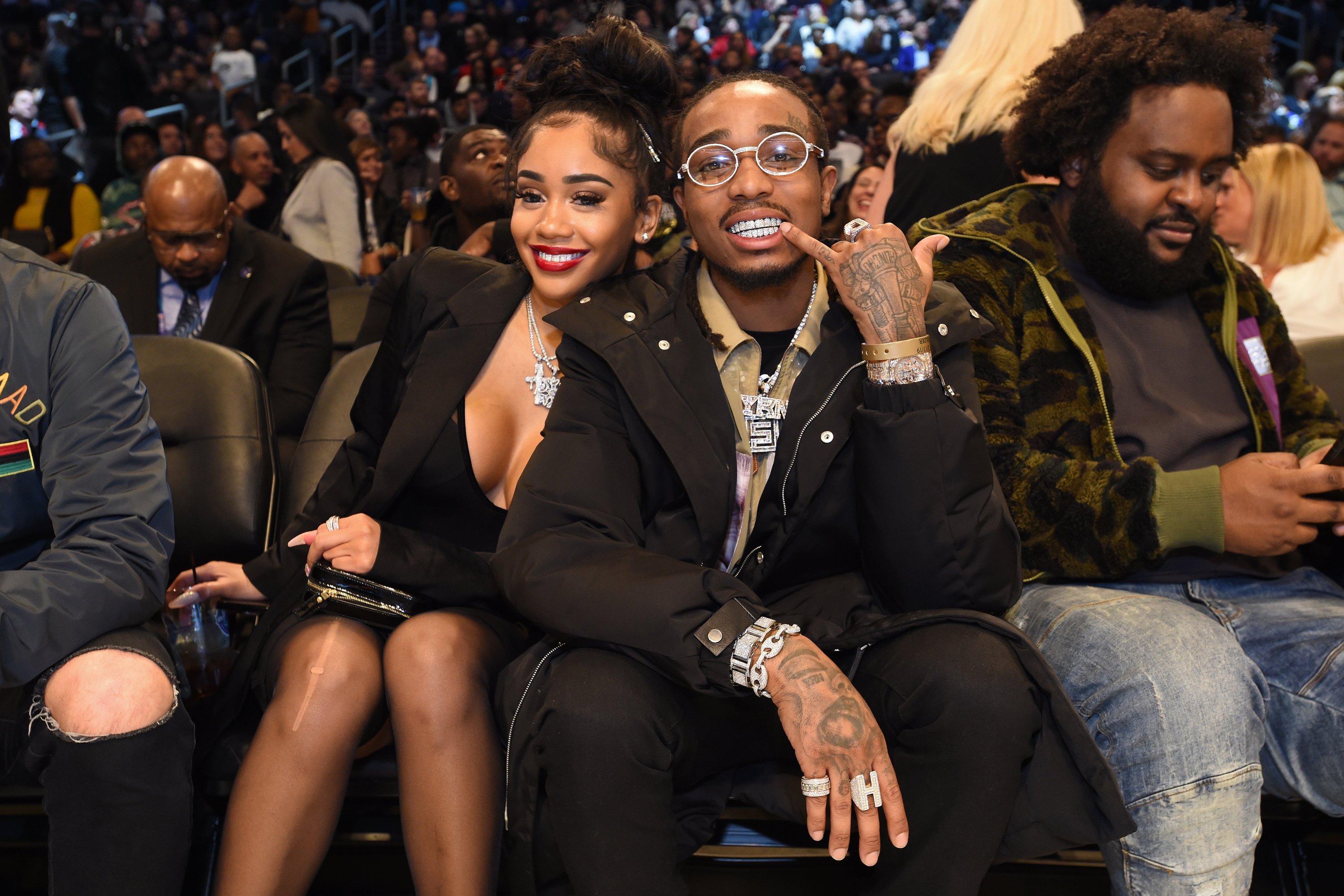 Saweetie and Quavo during the 2019 NBA All-Star Game at Spectrum Center in Charlotte, North Carolina, on February 17, 2019. | Source: Getty Images