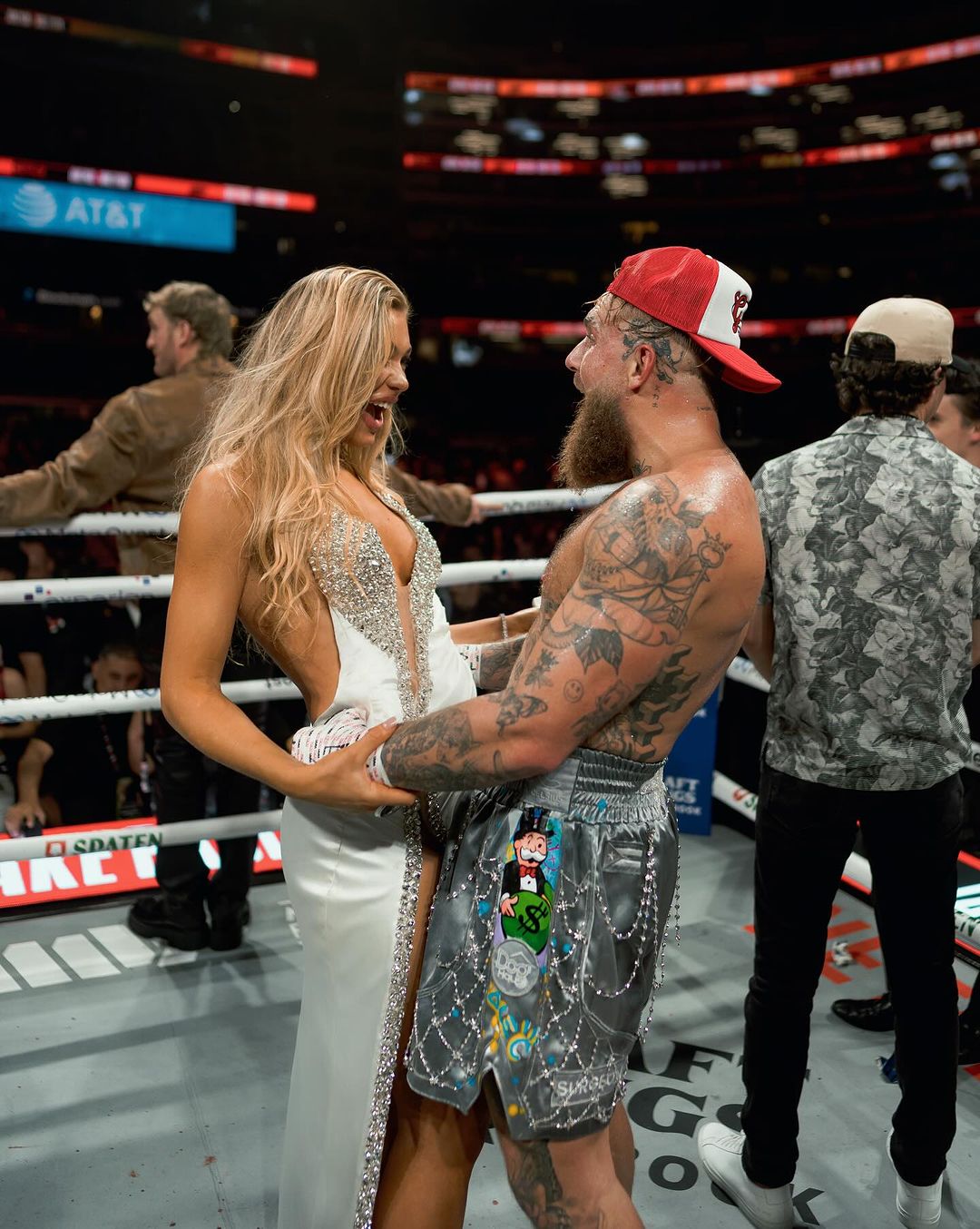 Jutta Leerdam and Jake Paul in the ring after Jake Paul vs. Mike Tyson fight | Source: Instagram/juttaleerdam