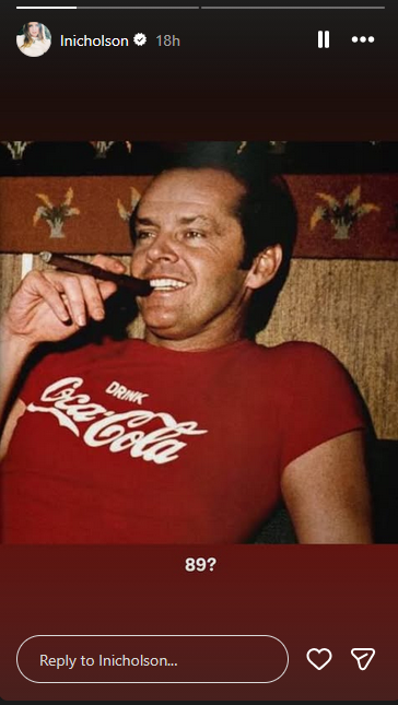 Jack Nicholson, from a story dated April 23, 2026 | Source: Instagram/lnicholson/