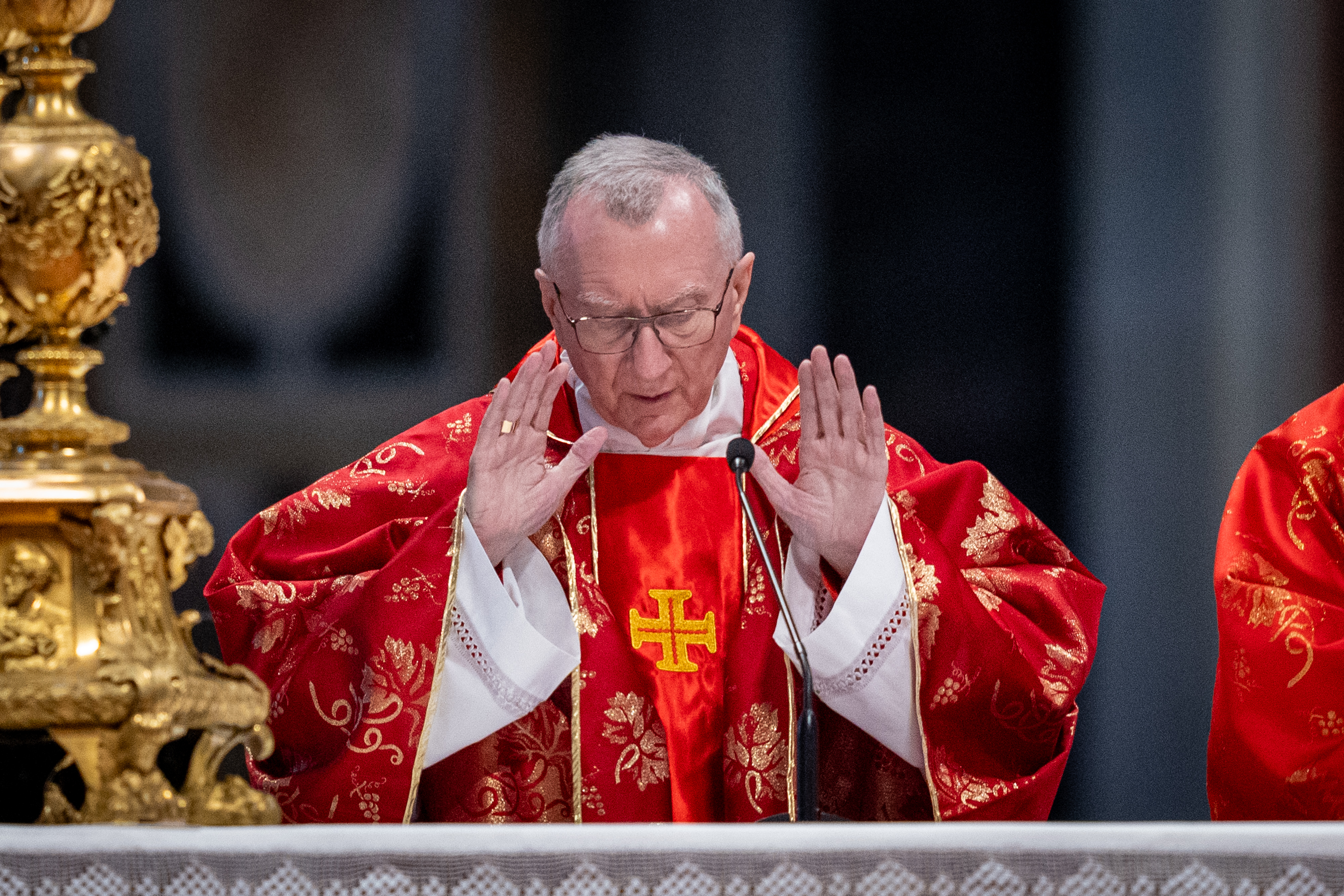 Cardinal Pietro Parolin at the final Mass with cardinals before the conclave to elect a new pope | Source: Getty Images